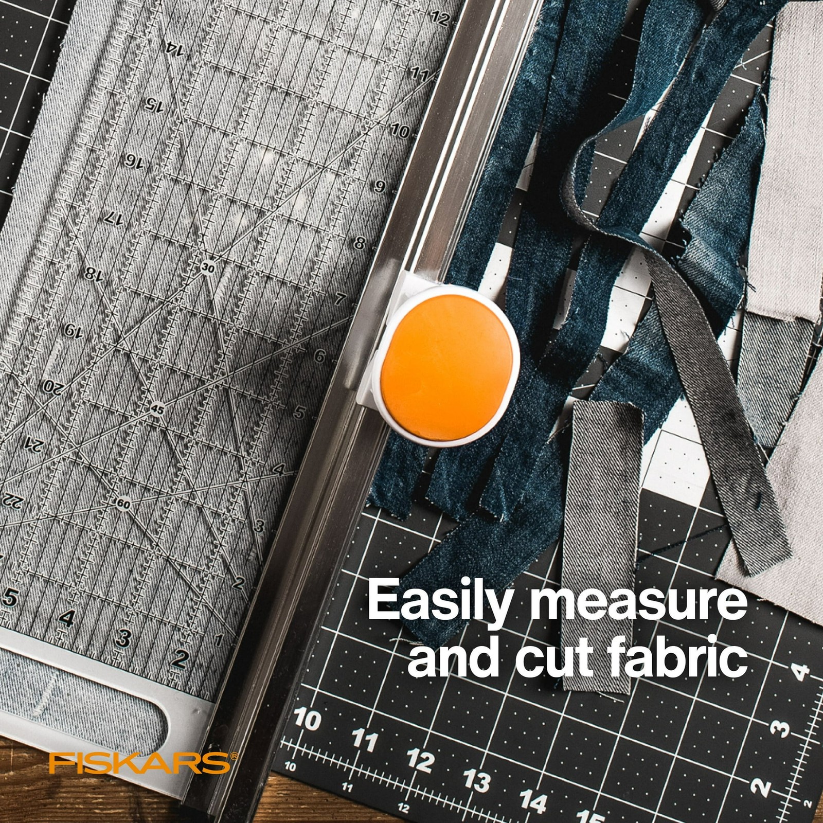Fiskars Rotary Cutter and Ruler Combo 24″ x 6″ Fabric Cutter Gridlines Craft