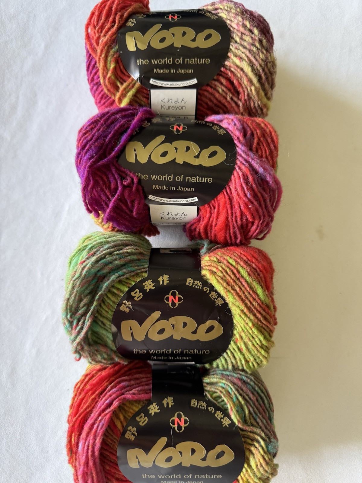 NORO KUREYON 4 Skeins Color 272 Lot B 100% Wool Bright Colors Pink Orange Green