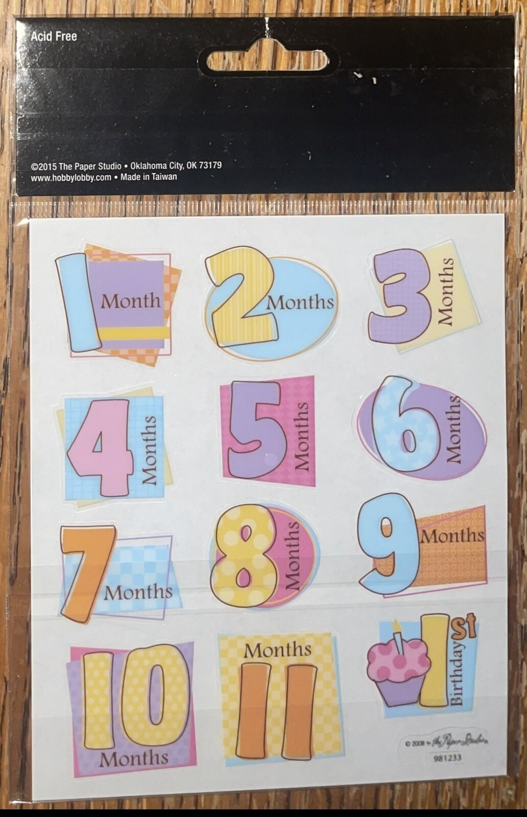 Stickabilities The Paper Studio 1 Month- 12 Months 1 Year Old Scrapbook Stickers