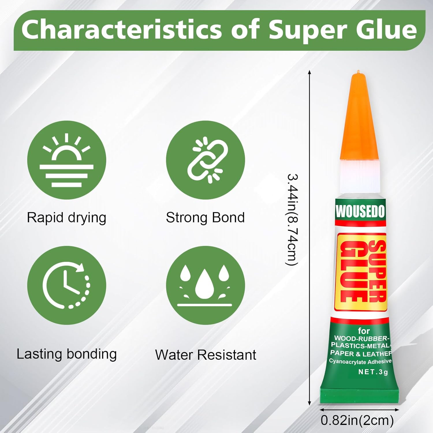 12 X 3G Super Glue Clear, Strong Adhesive,Super Glue Fast Drying Cyanoacrylate G