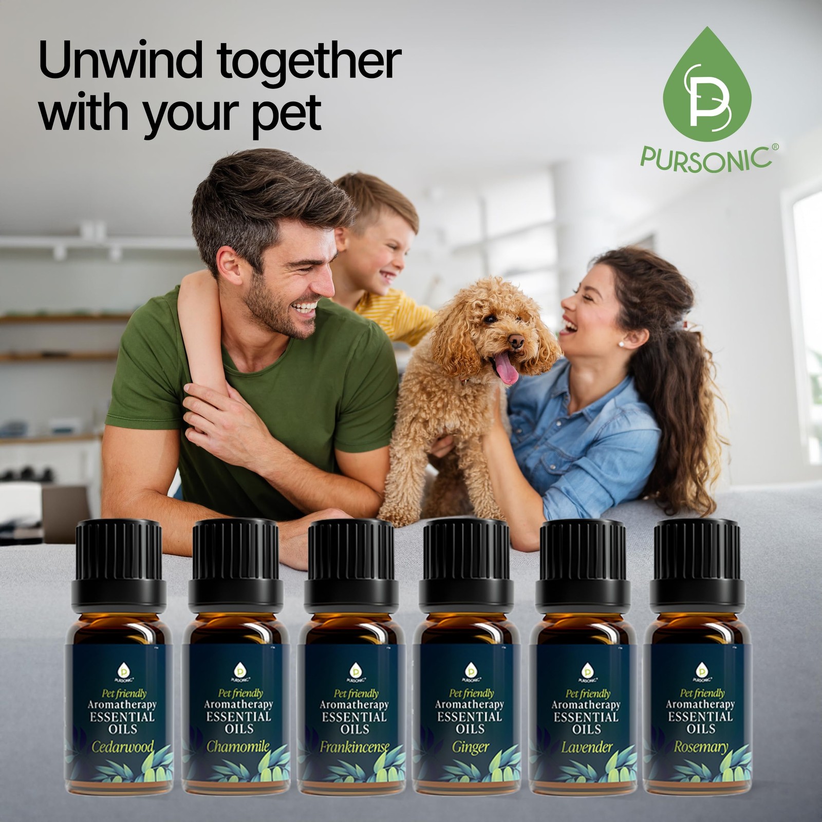 PURSONIC Pet Friendly Aromatherapy Essential Oils 0.06 Fl Oz (Pack of 6)