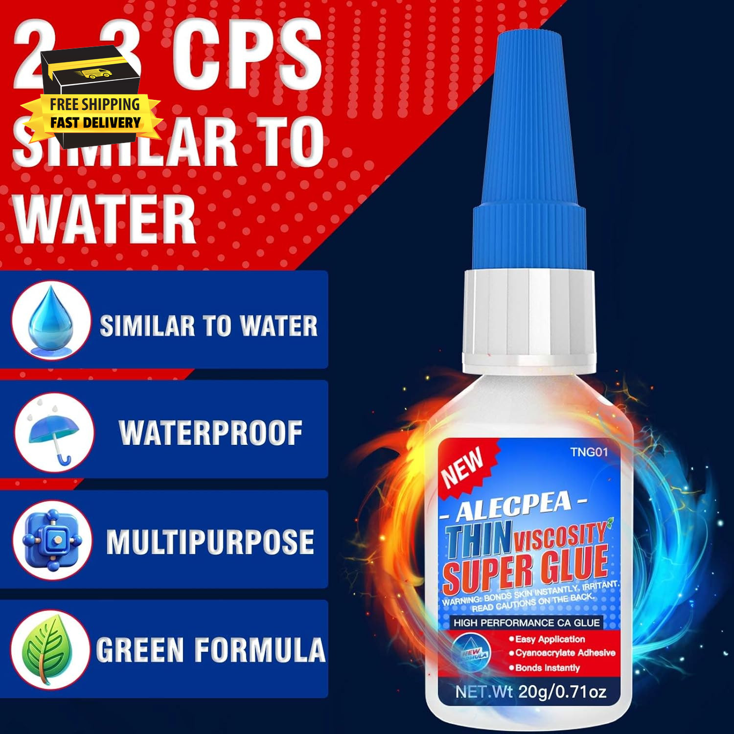 20G Thin CA Glue (2-3 CPS), 2-5 Second Cure Time – Ideal for Hobbies and Precisi
