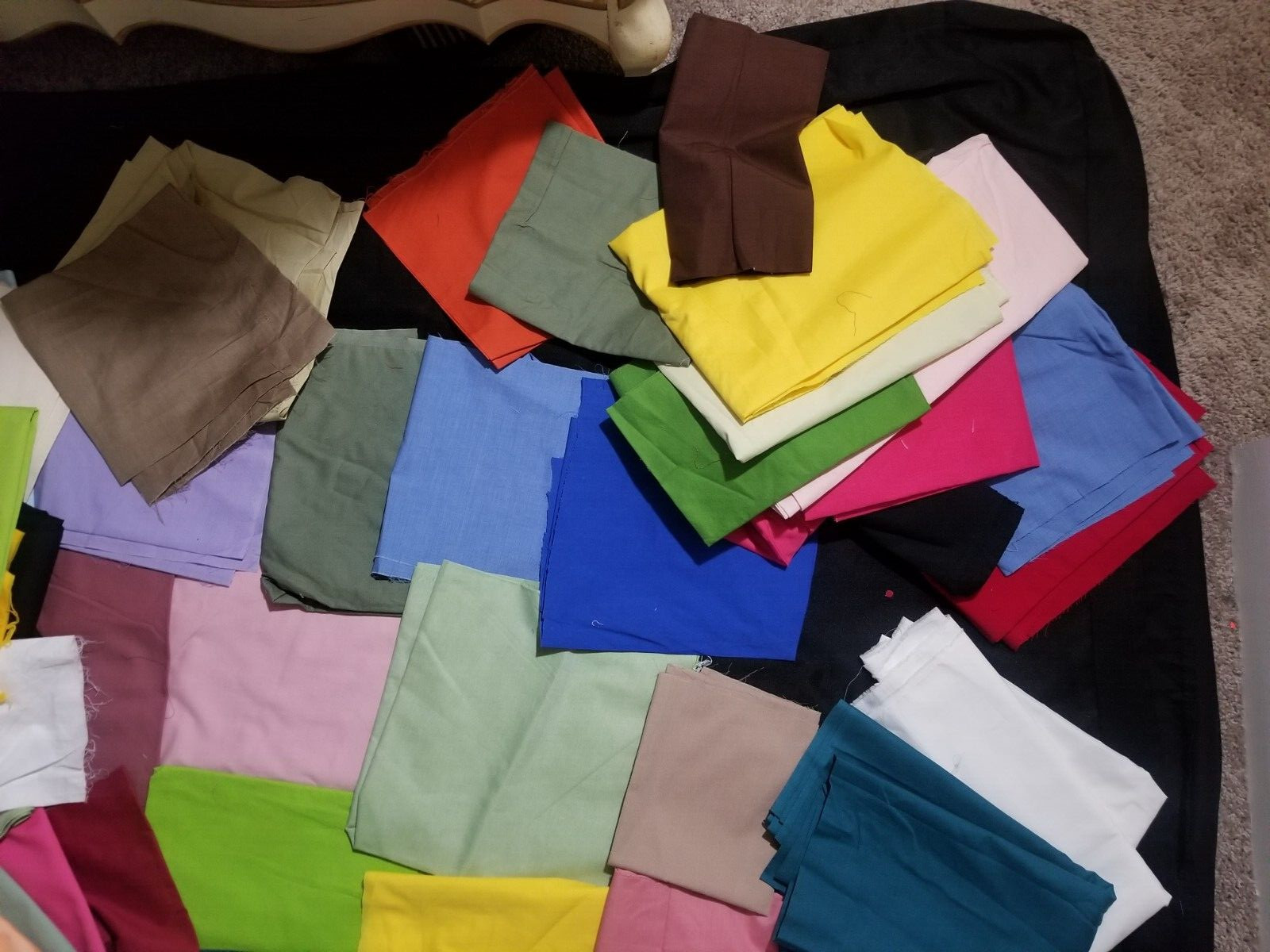 New Solid/Plain Cotton Fabric For Quilts Scrapbooking Crafts Sewing – Lot of 30