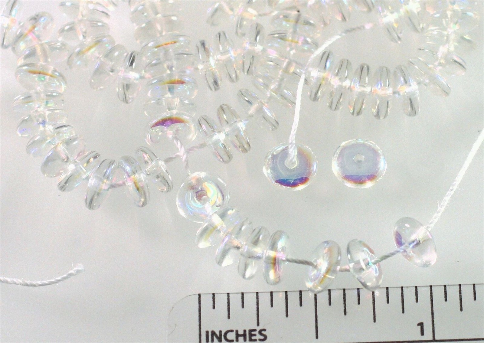 100 Aurora Borealis Clear Czech Pressed Glass 6mm Rondelle Disk Spacer Beads *