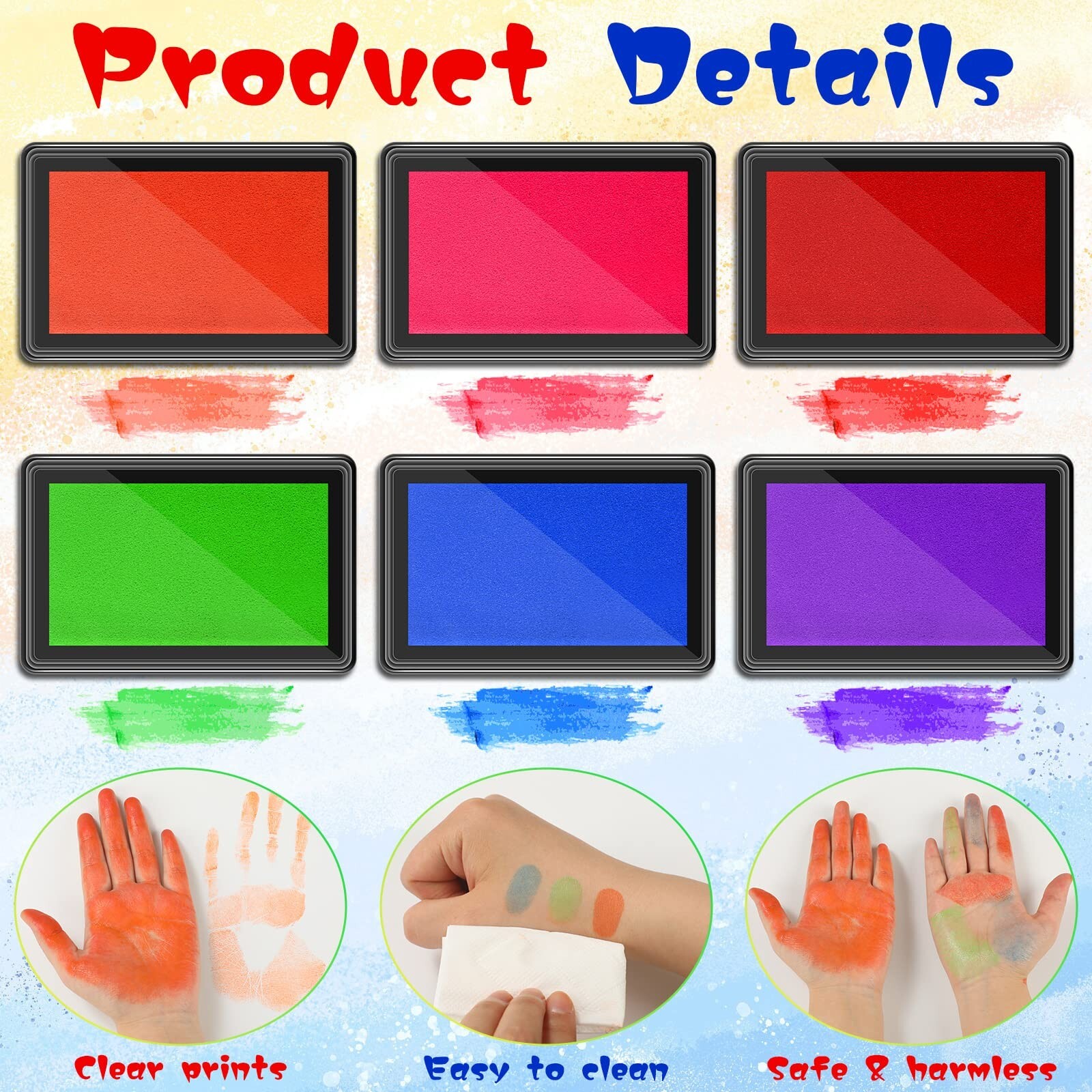 Jetec 6 Pcs Ink Pad Washable Non Toxic Ink Pad Scented Stamp Pad Craft Ink Pa…