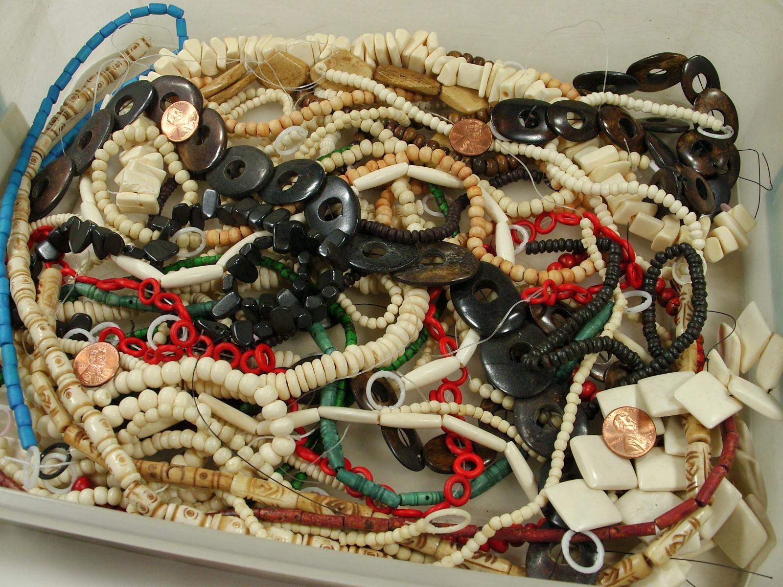 2 Pounds Assorted Shapes and Sizes India Water Buffalo Bone Beads Bulk (KRD-3) ⭐