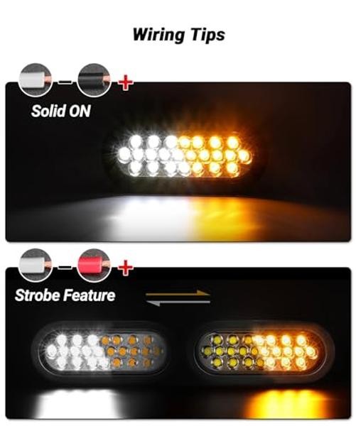 6.3″ Oval Amber/White Strobe Lights 24LEDs Recessed with Quad Amber & White