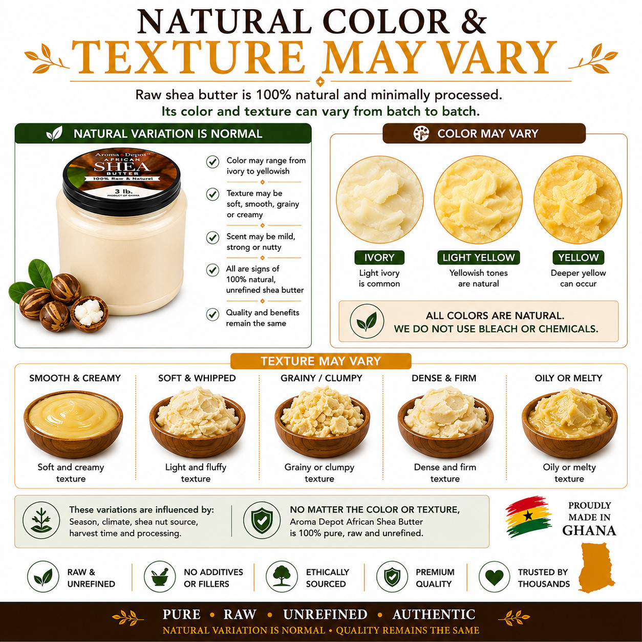 African Shea Butter Bulk 3 lbs. Ivory From Ghana 100% Pure Natural Raw Unrefined