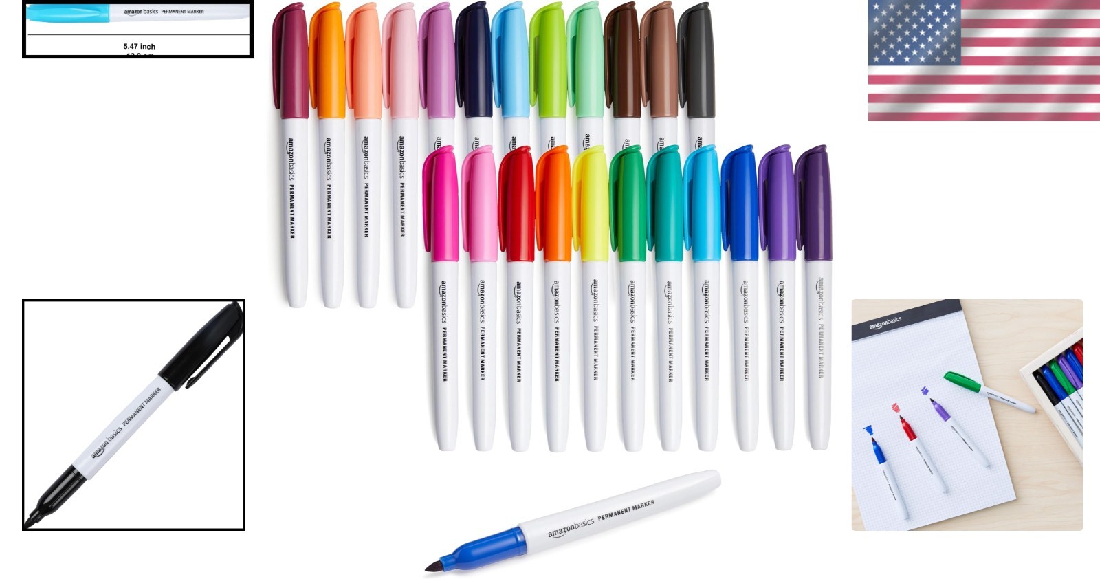 Waterproof Fine Tip Permanent Markers – 24 Pack for All Surfaces and Projects