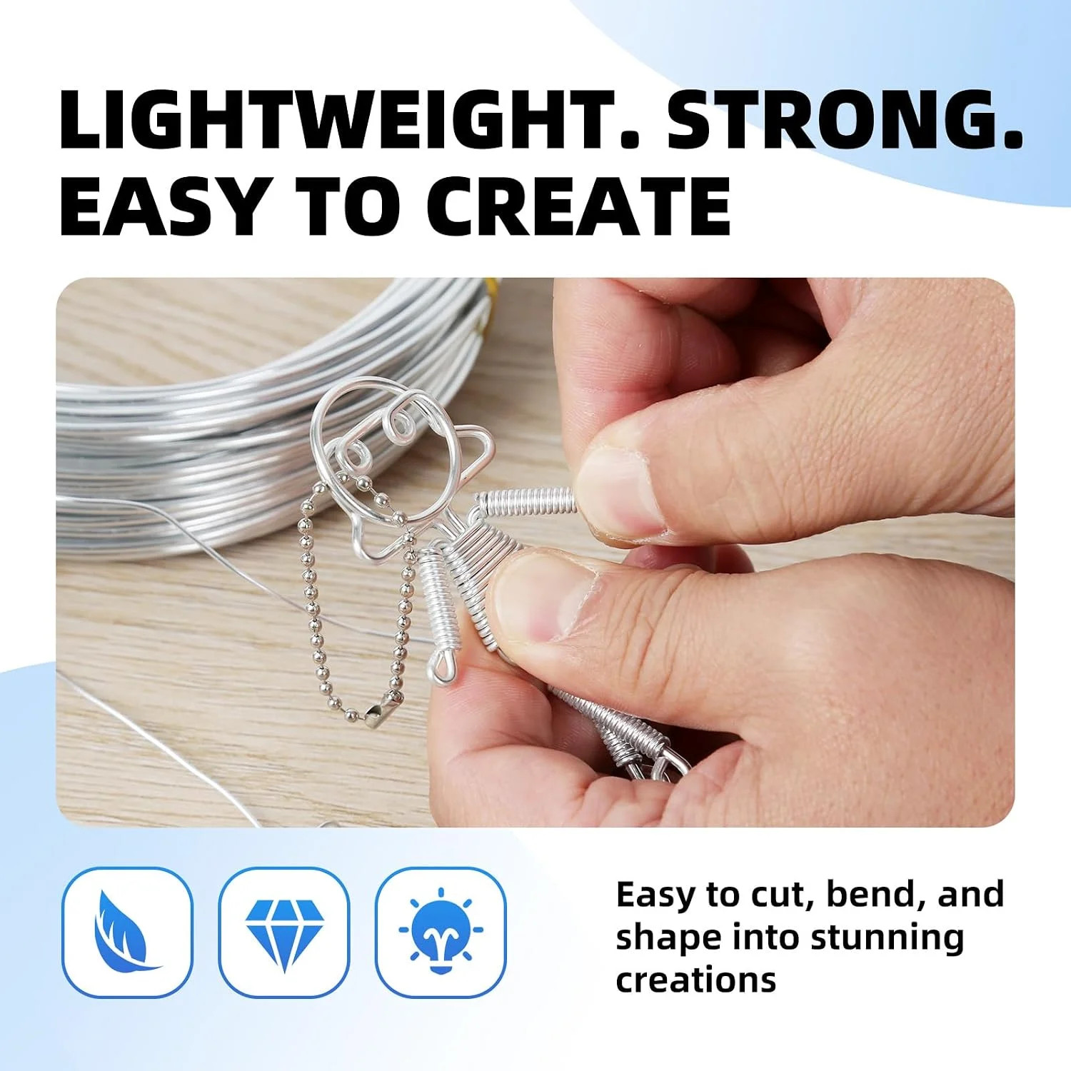 Bendable Aluminum Craft Wire – 1mm 18 Gauge (50m / 165ft) Spool, Floral Wire for