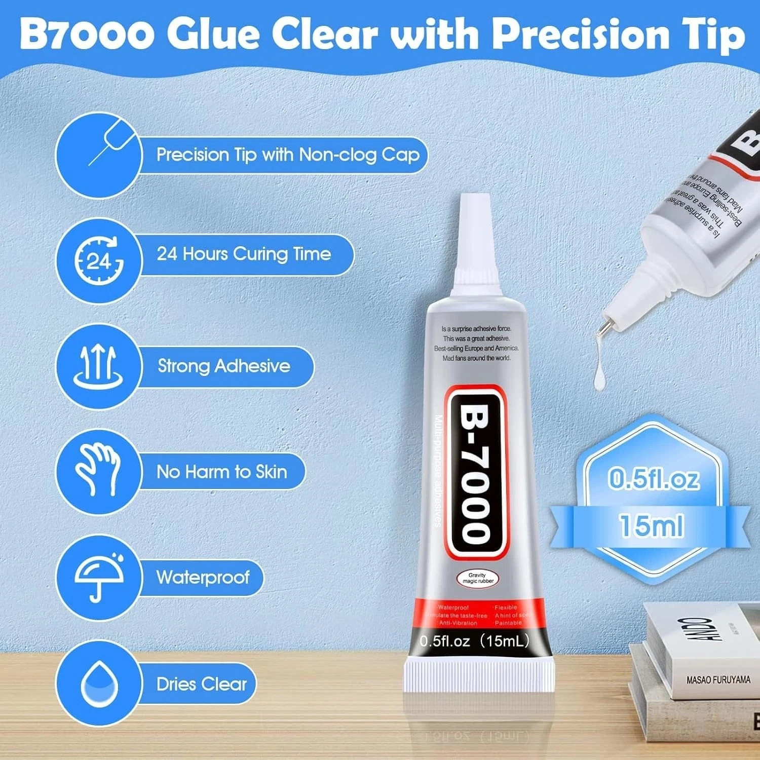 B-7000 Glue Clear 4 Pack – 15ml Jewelry Rhinestone Fabric Phone Repair Adhesive.