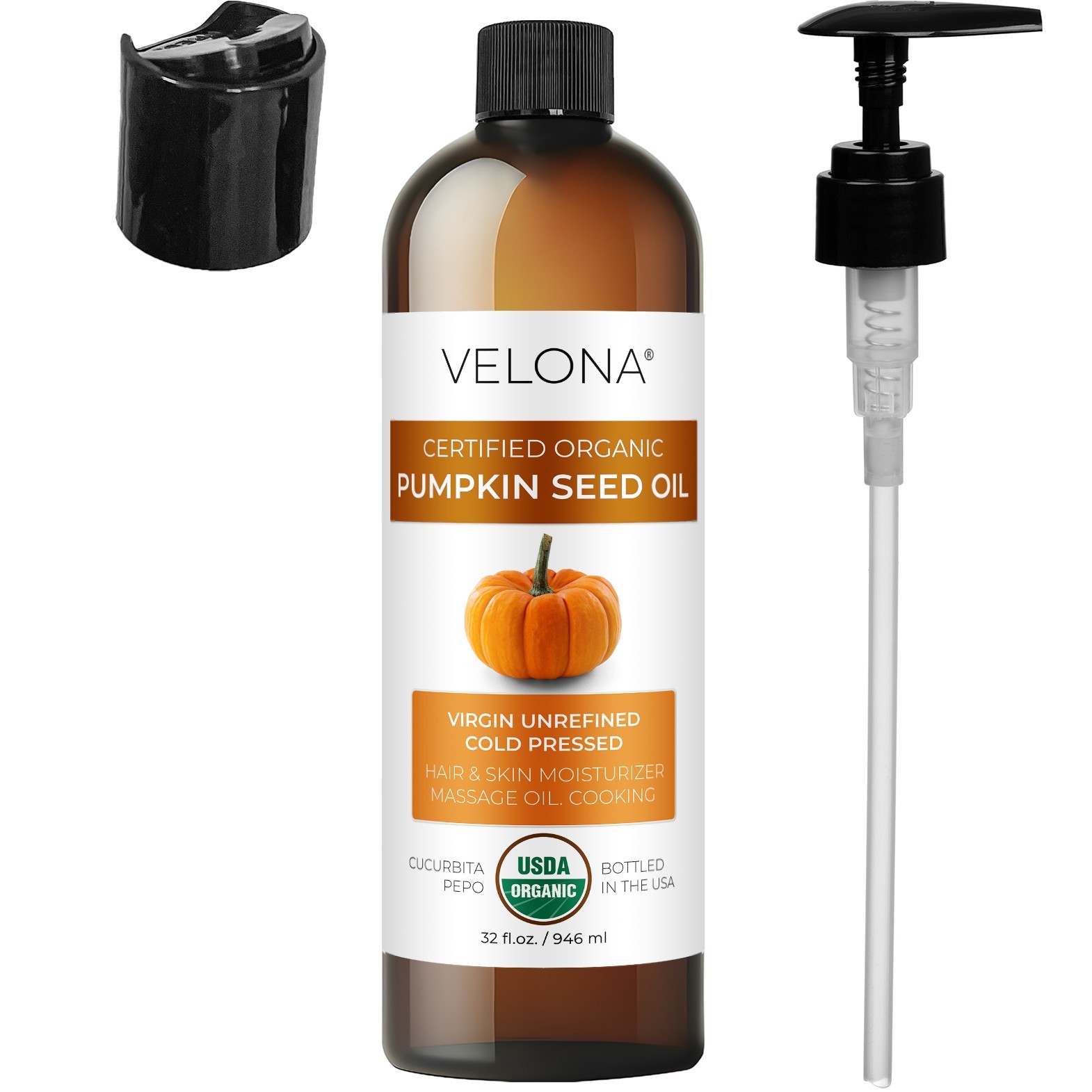 Velona Pumpkin Seed Oil USDA Certified Organic – 32 oz Unrefined Cold Pressed