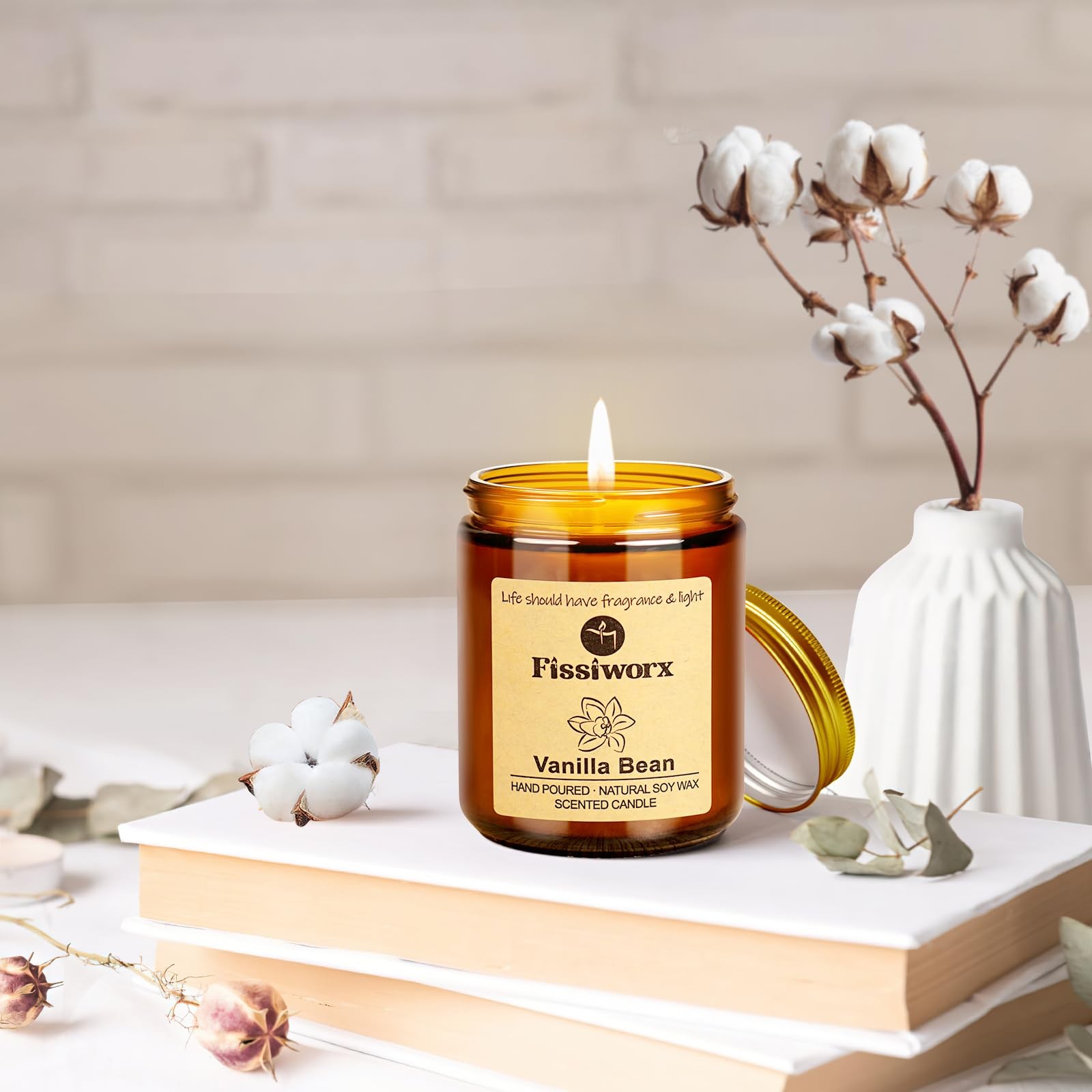Fissiworx Vanilla Scented Candle Set 2 Pack, for Home 2
