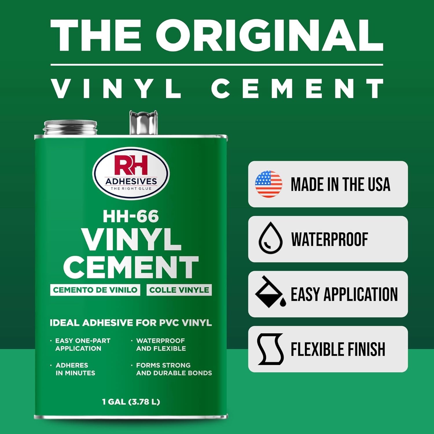 1 Gallon HH-66 Vinyl Cement – Fast-Drying, Flexible Adhesive for PVC and Vinyl