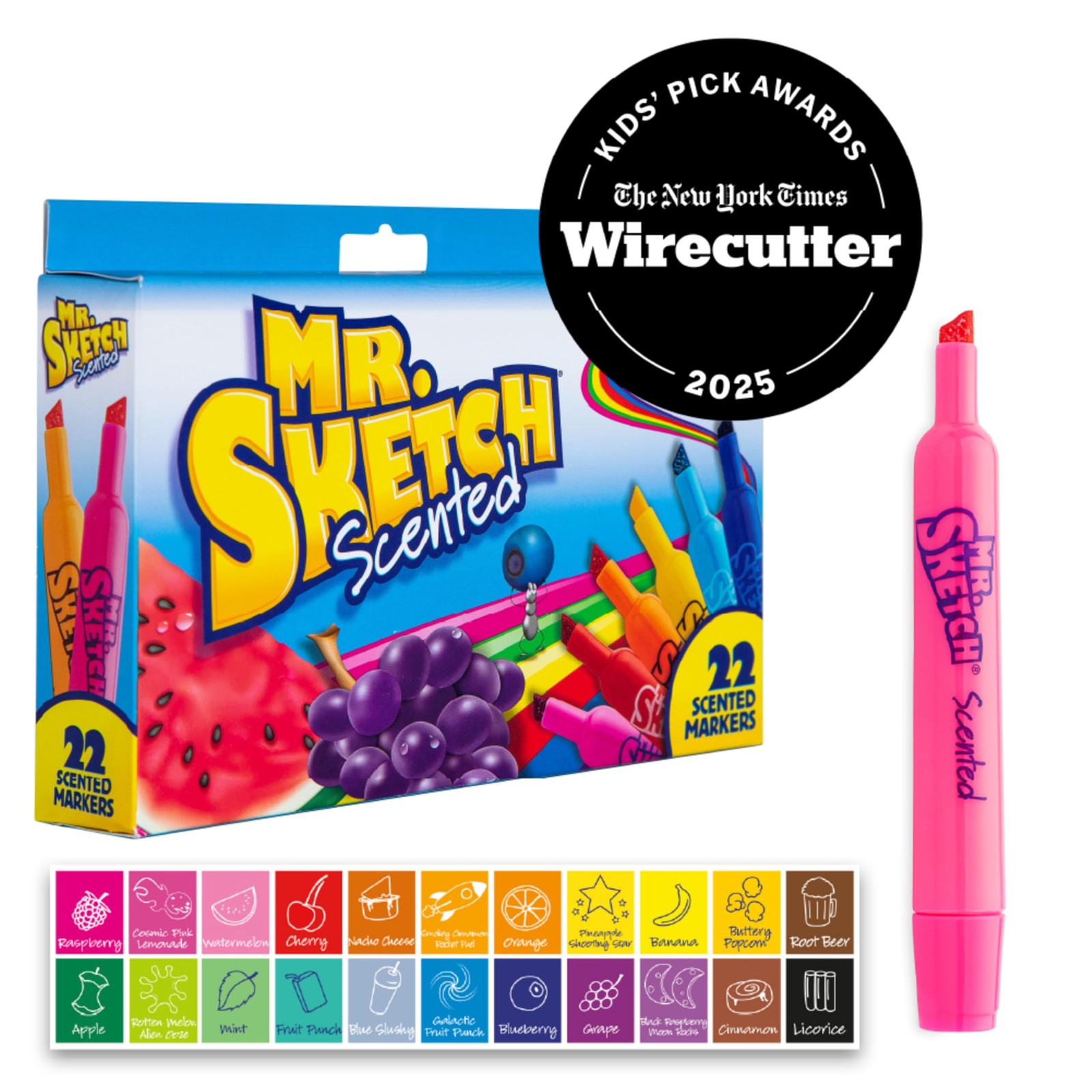 Mr. Sketch Scented Markers, Chisel Tip, Assorted 22 Count, Multicolored
