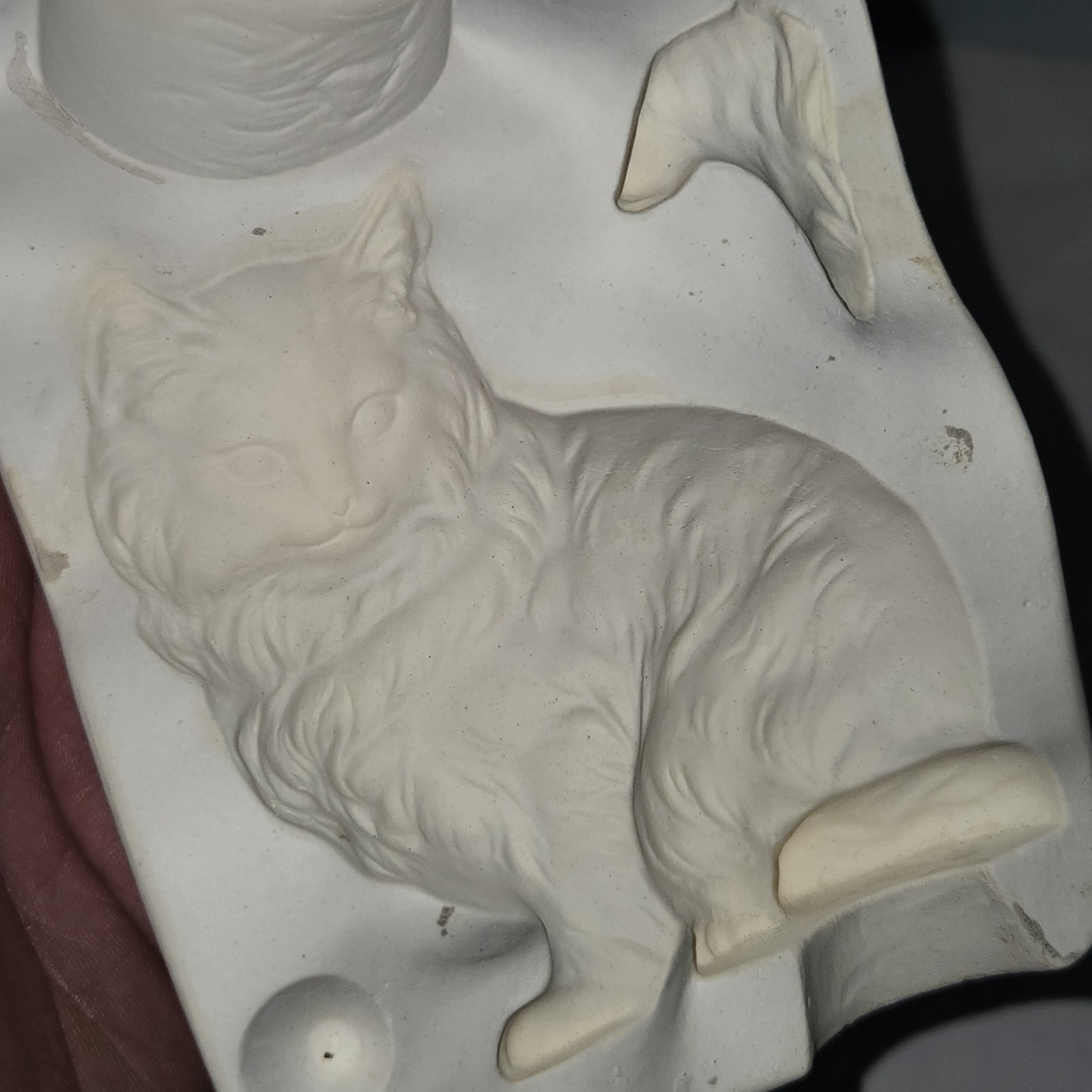 Vtg Duncan Slip Casting Mold Persian Cat Figurine Long Hair 1963 Plaster 2-Part
