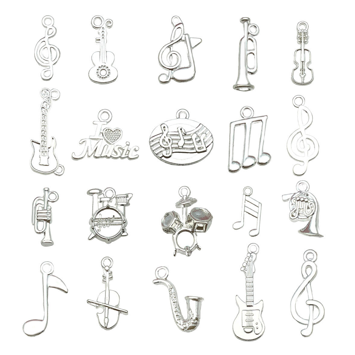 BLUK 100Pcs Music Mixed Charms DIY Jewelry Making Pendants