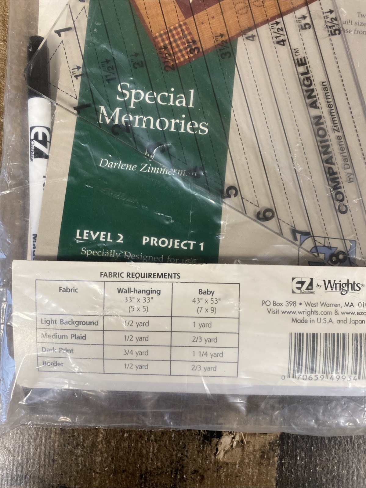 EZ QUILTING #882697 Special Memories Set Quilting Ruler New