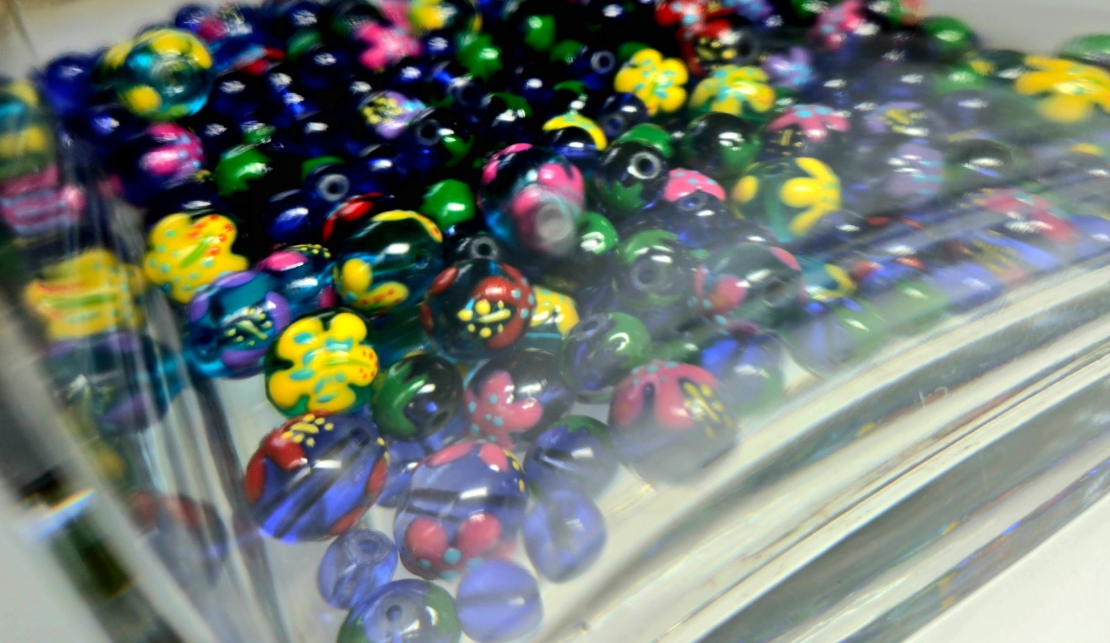 Flower Beads Round Navy Blue Beads for Jewelry Beads DIY craft 100 pcs 10mm