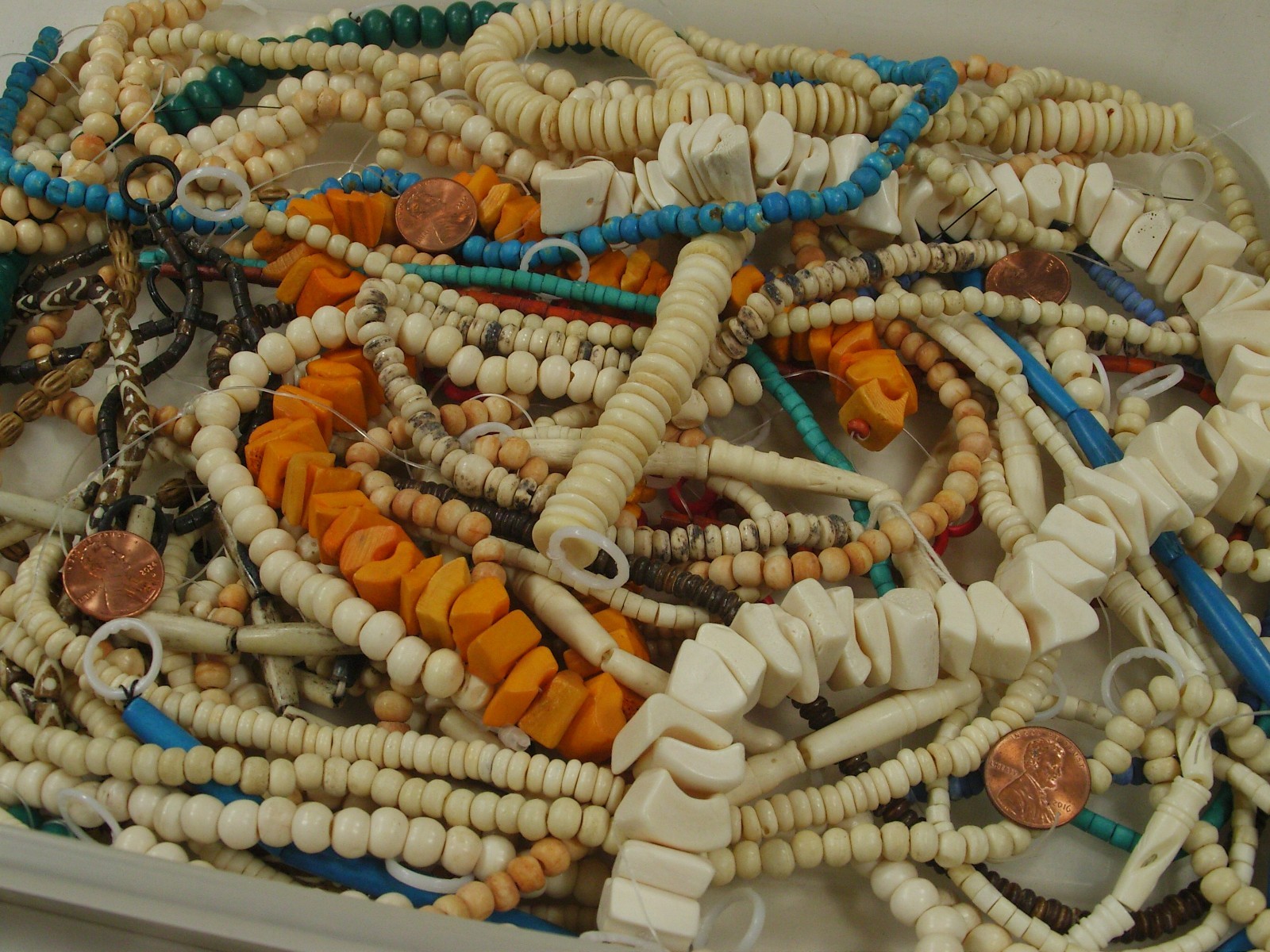 2 Pounds Assorted Shapes and Sizes India Water Buffalo Bone Beads Bulk (KRD-4) ⭐