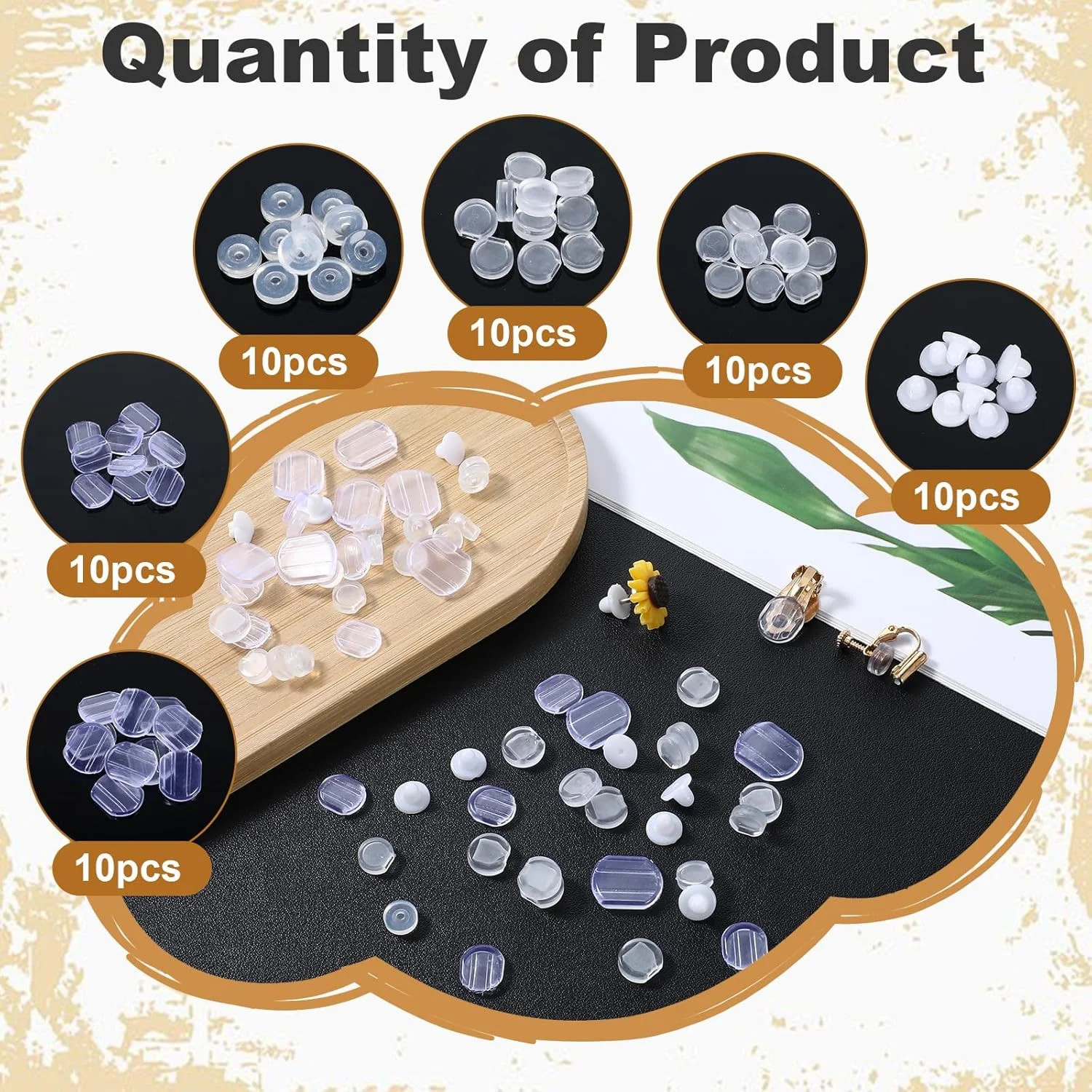 60 Pieces Clip-On Earring Pads, Soft Silicone Earring Cushions for Pain Relief,