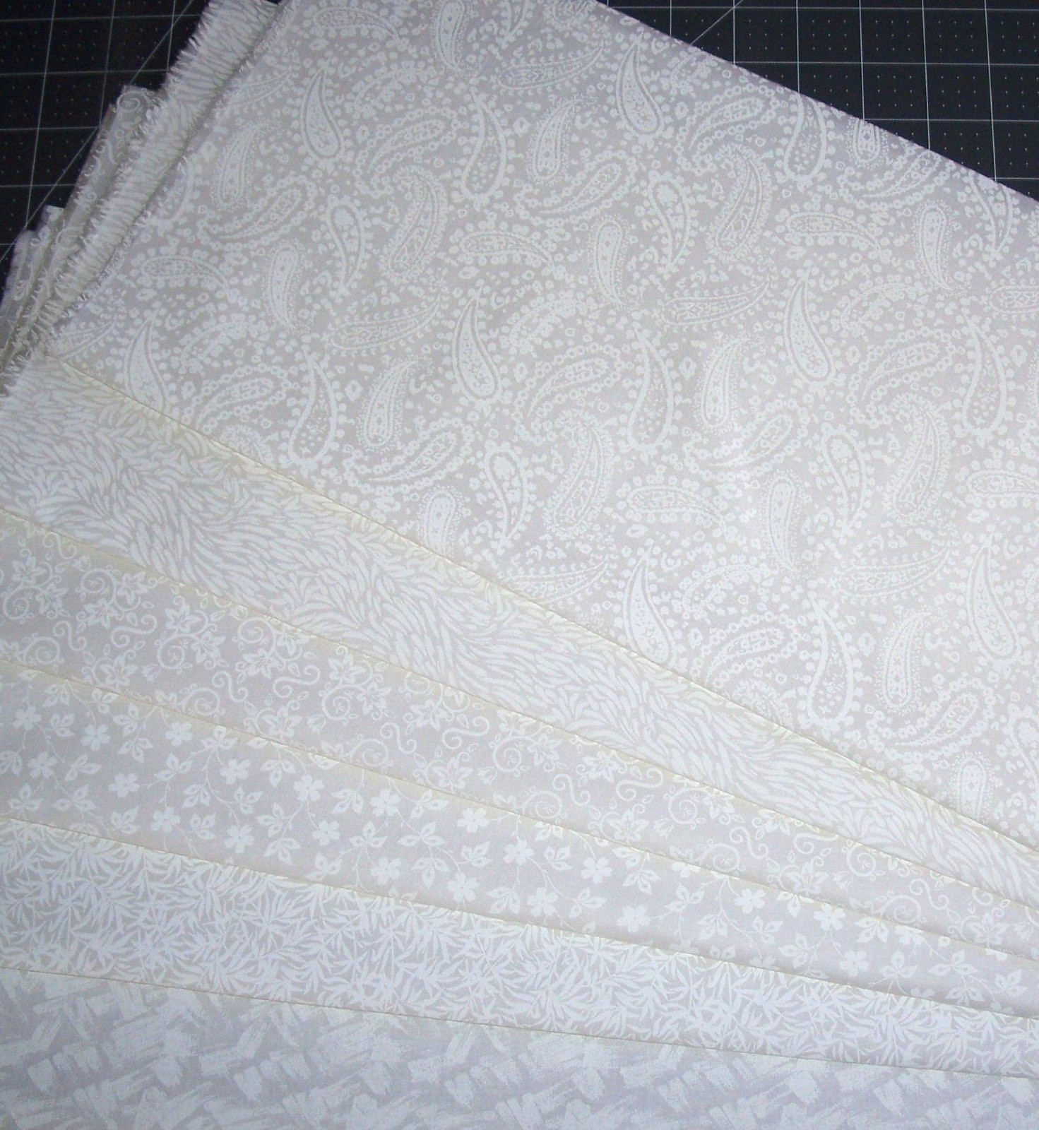 6 White on white Fat Quarters Bundle Tonal tone on tone Fabric
