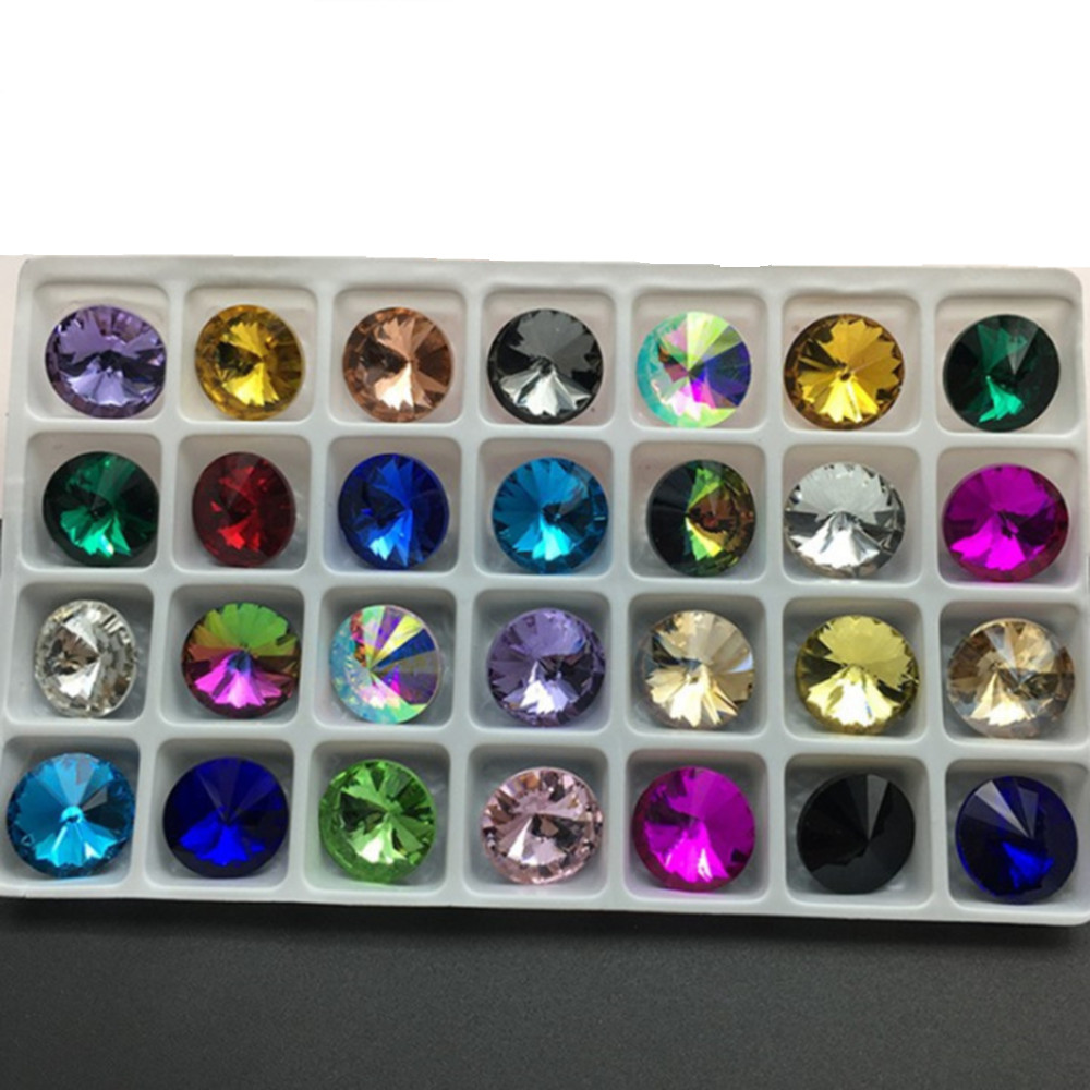 100pcs Glass Crystal Rhinestone Color Rivoli Strass Jewels stones