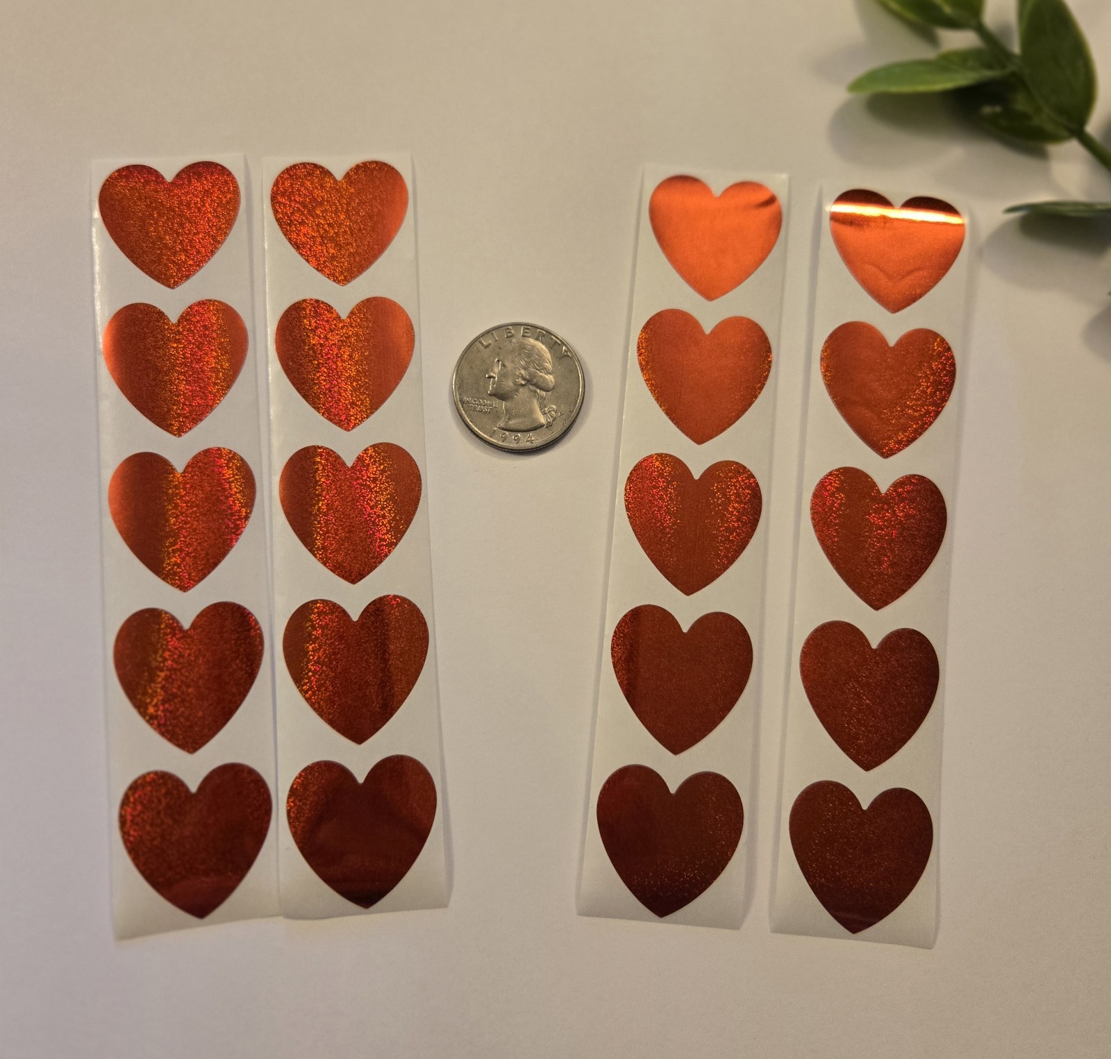 20 SPARKLE HEART STICKERS/GLITTER HEART STICKERS/RED HEART STICKERS/VALENTINES