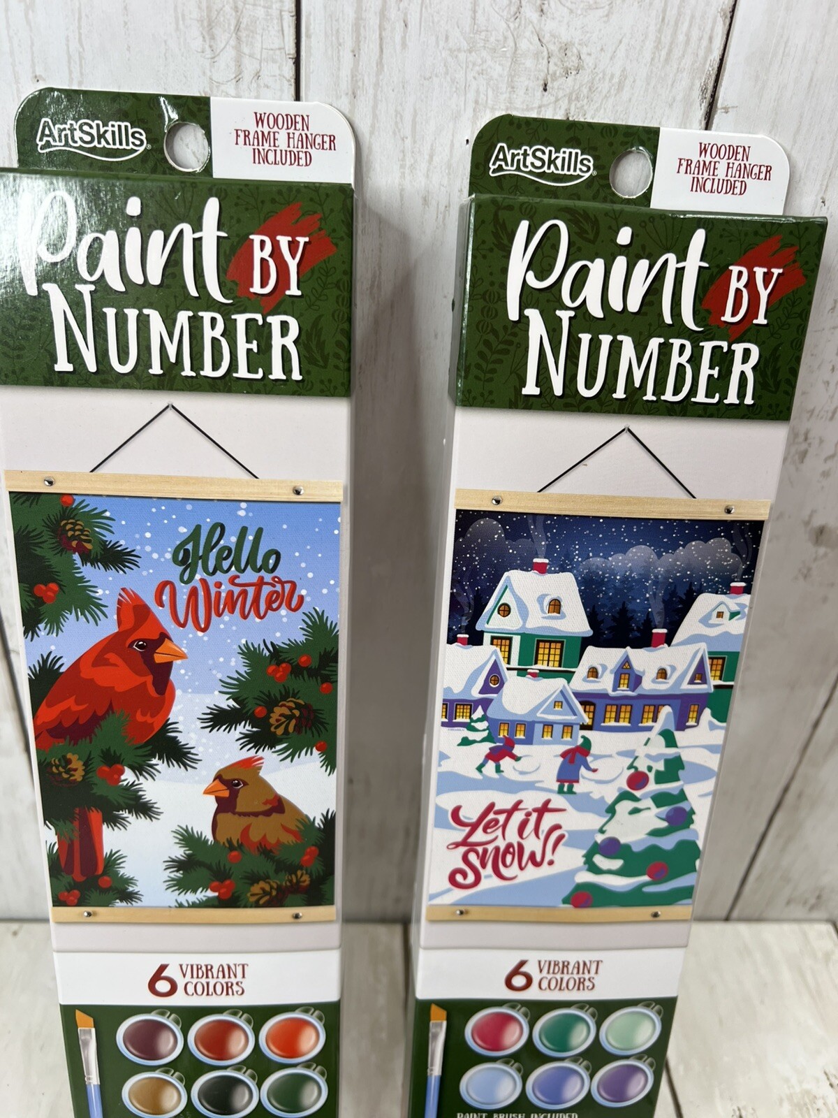 Art Skills Paint by Number Lot of 3 Christmas Kits Snowmen Cardinal New Unopened