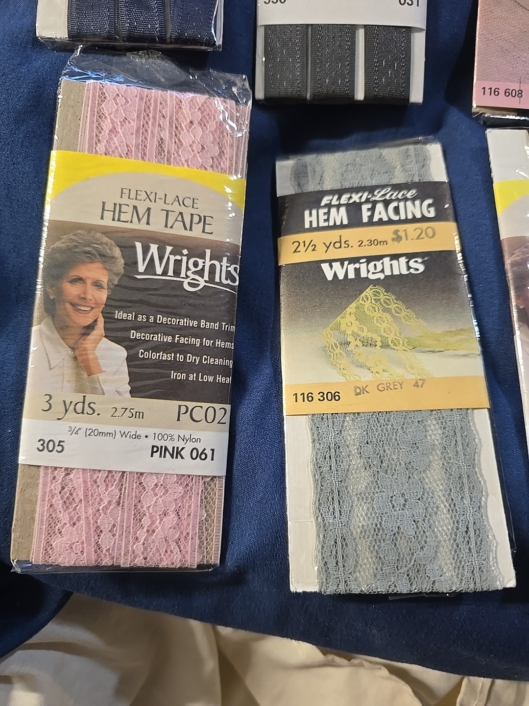 6 Pack Hem Tape Lot – Assorted Colors & Styles None Sealed All Used Lace & Solid