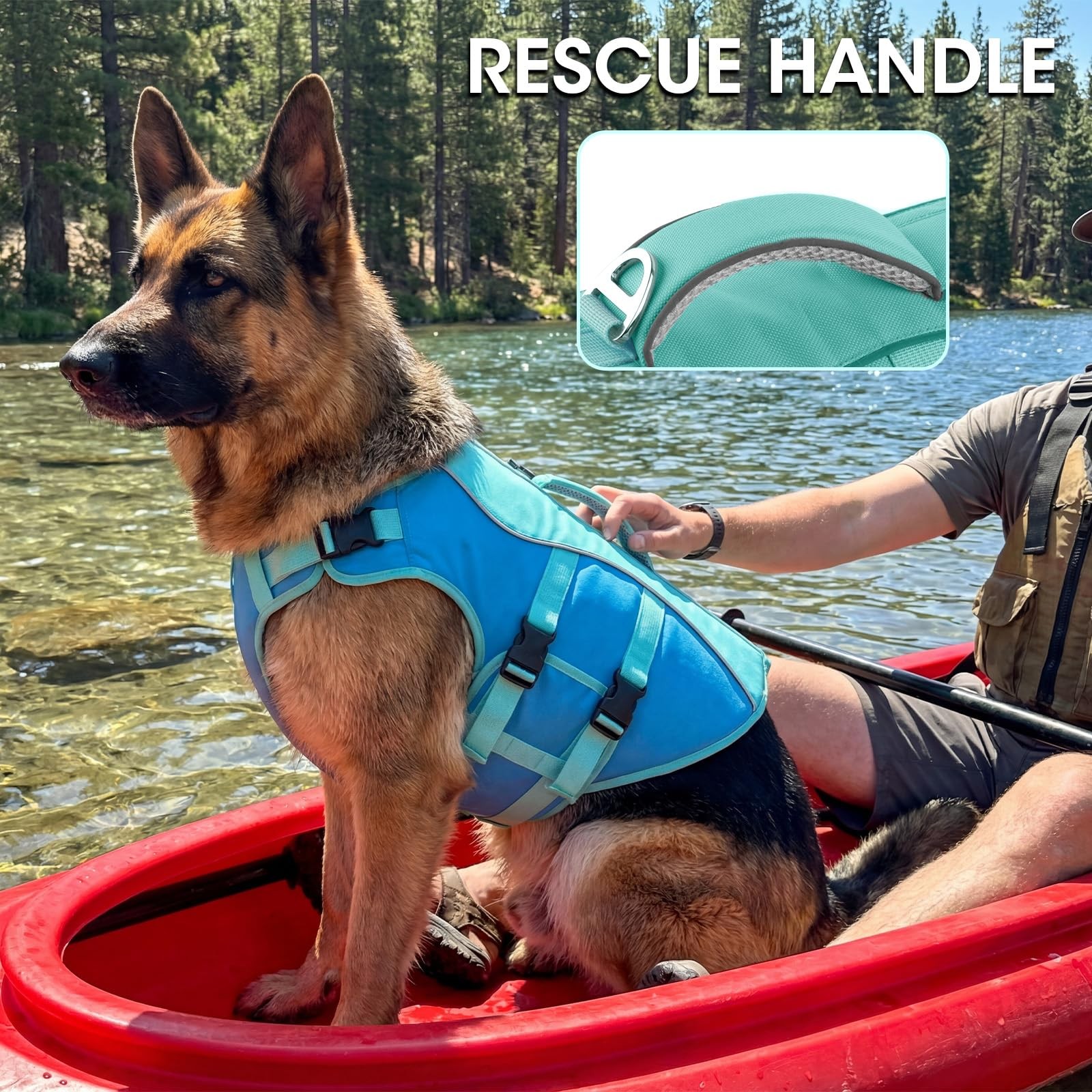 PETDSH Dog Life Jacket Large High Flotation Reflective Vest Rescue Handle