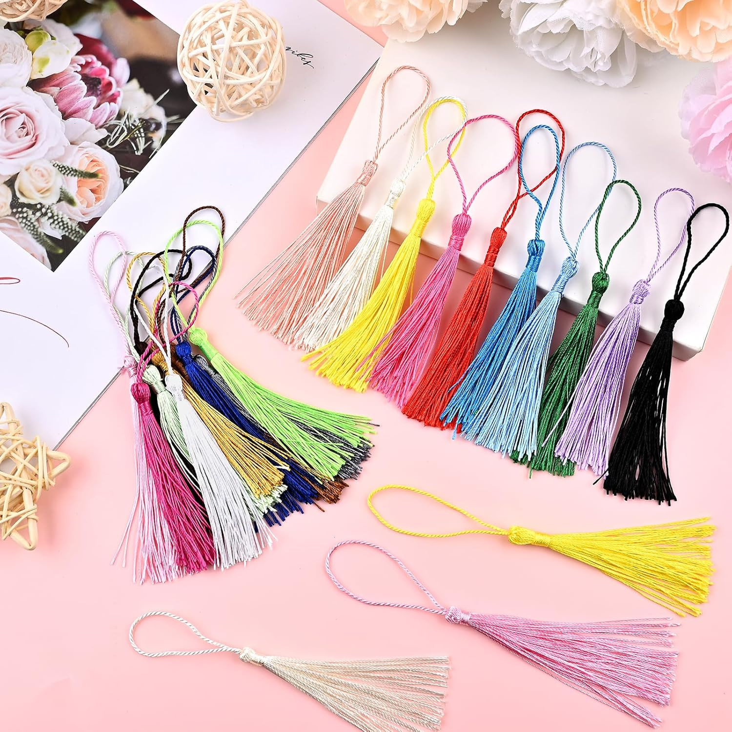 120 Pcs Silky Mini Tassels for Jewelry and Craft – 20 Colors, 5 Inch