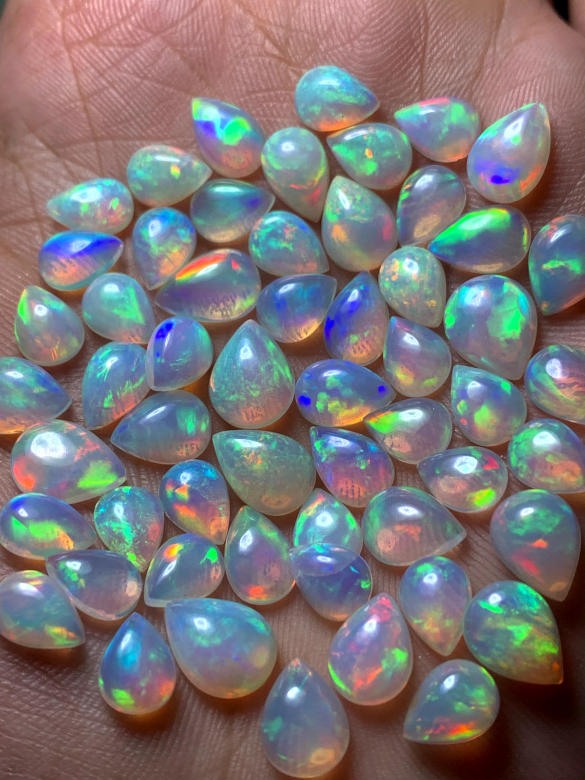 Natural Ethiopian Opal Gemstone AAA Quality Opal Pear Shape Loose Opal Cabochon