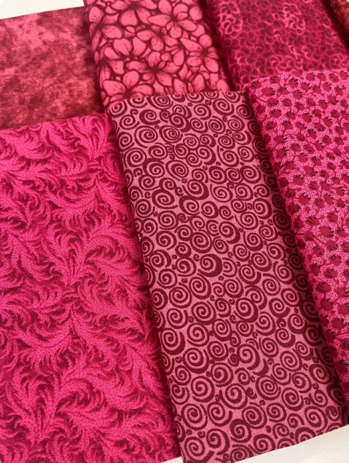 8 Burgundy Maroon Fat Quarters ~ Tonal Blender Cotton Quilt Fabric