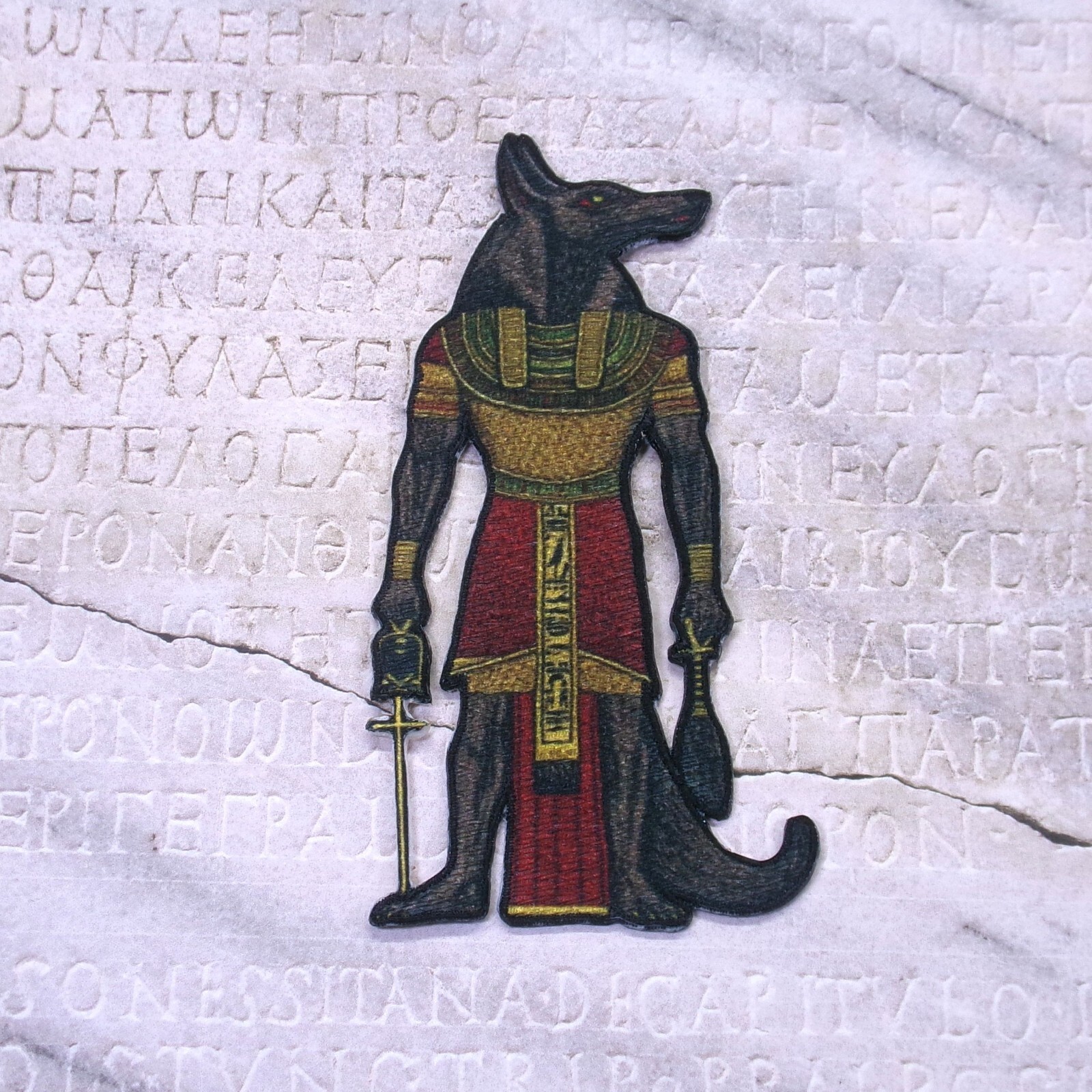 Anubis Jackal Deity Patch Iron-on Applique Ancient Egypt, Protector of the Dead