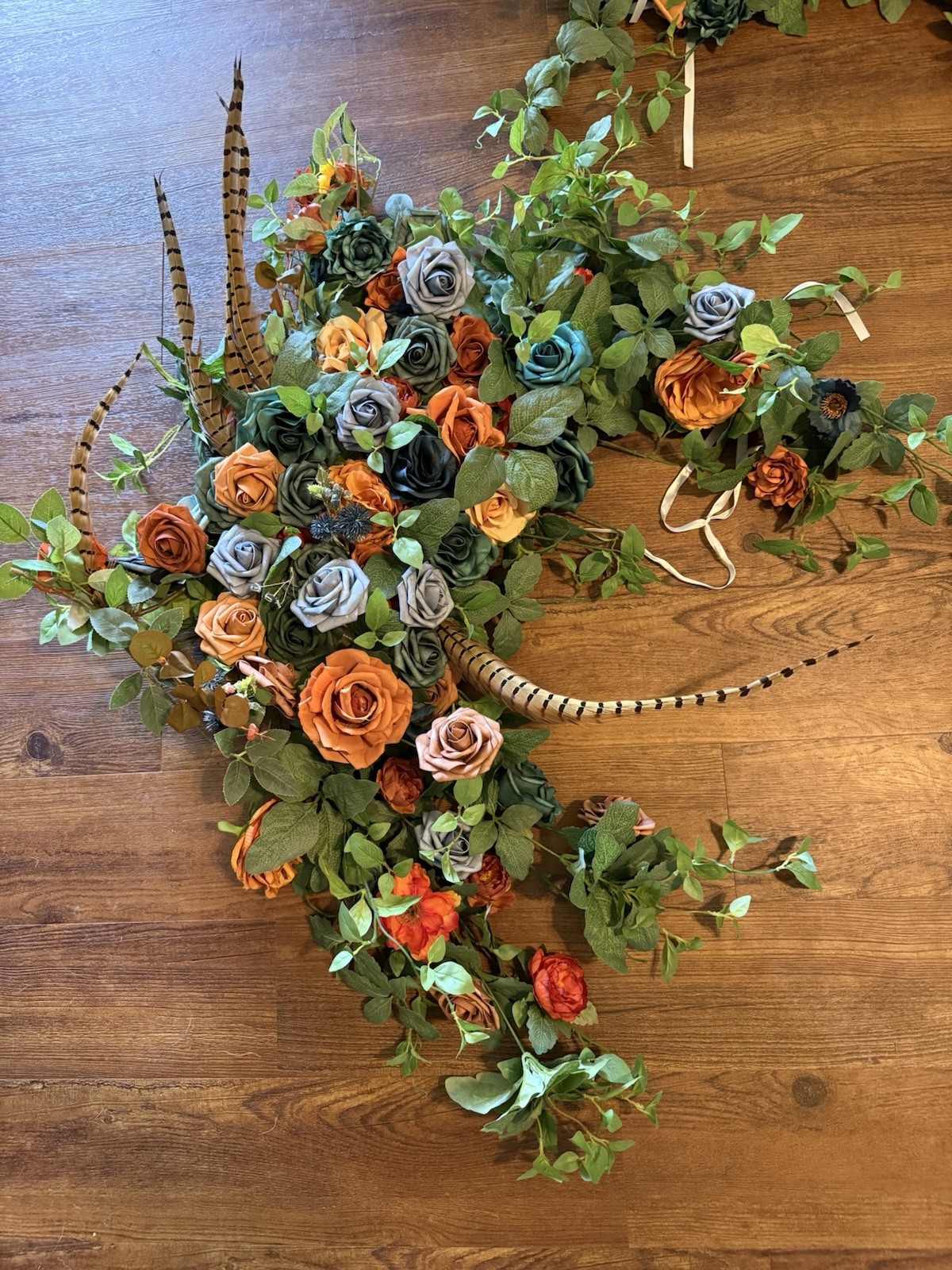 Lot of Artificial Fabric Rose Flowers & Greenery, Mixed Colors, Garland Pieces