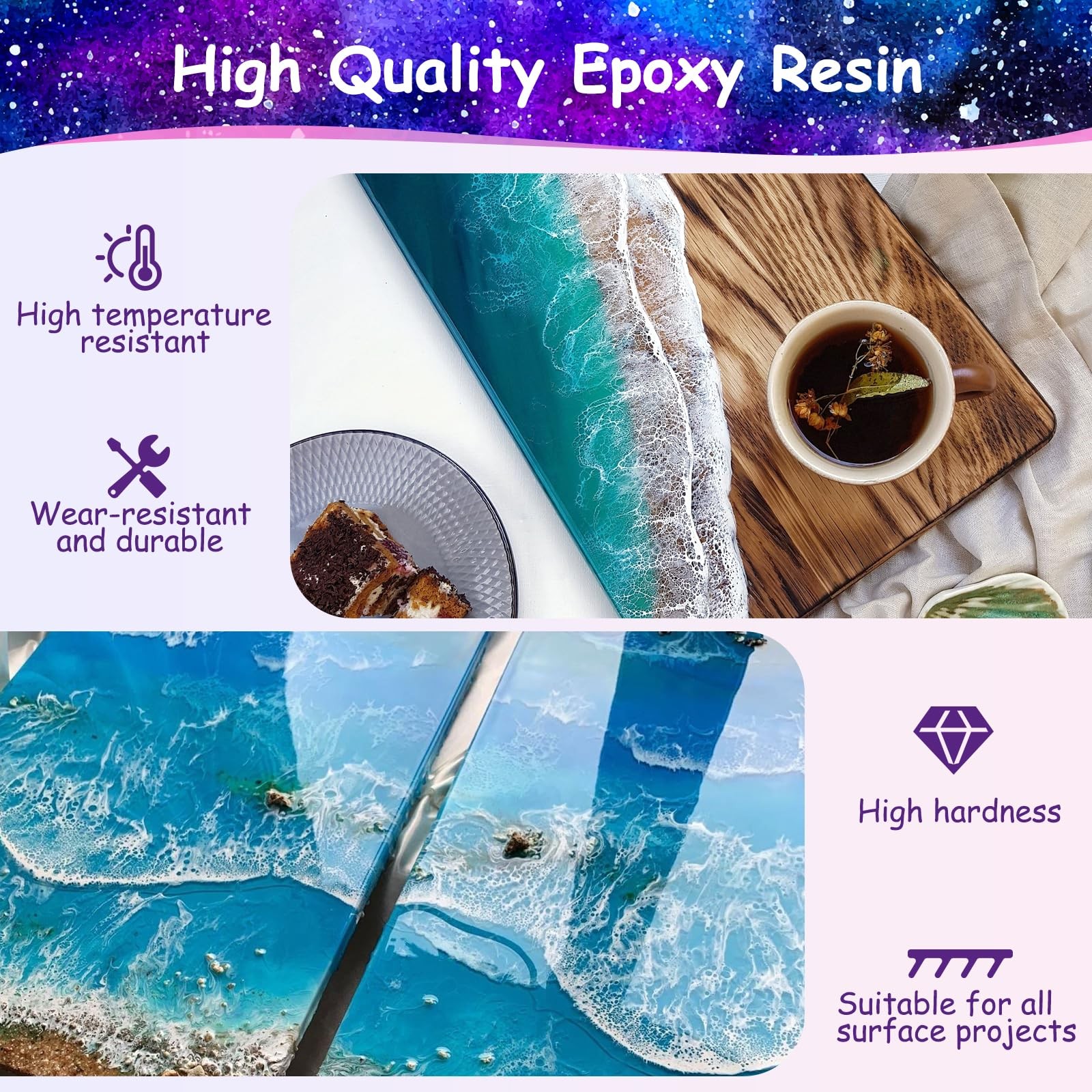Clear Epoxy Resin Kit 82oz 41oz x2 with 15 Pigments 15 Mica Colors for Art