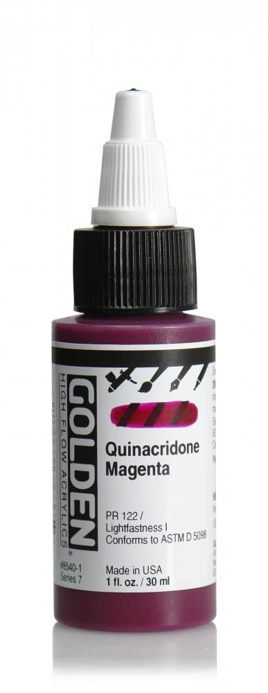 Golden High Flow Acrylic Paint Quinacridone Magenta 1oz Bottle Card Making DIY