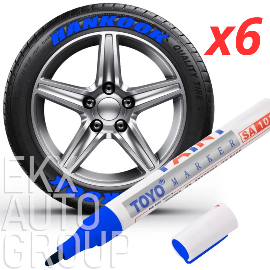 Toyo 6 Pack Blue Tire Lettering Paint Pen Waterproof Permanent