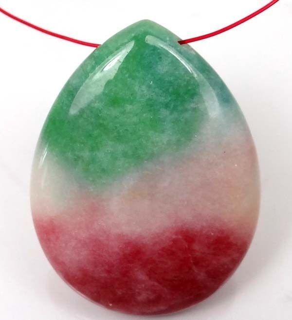 40x30mm Watermelon Jade Teardrop Briolette Pendant Bead
