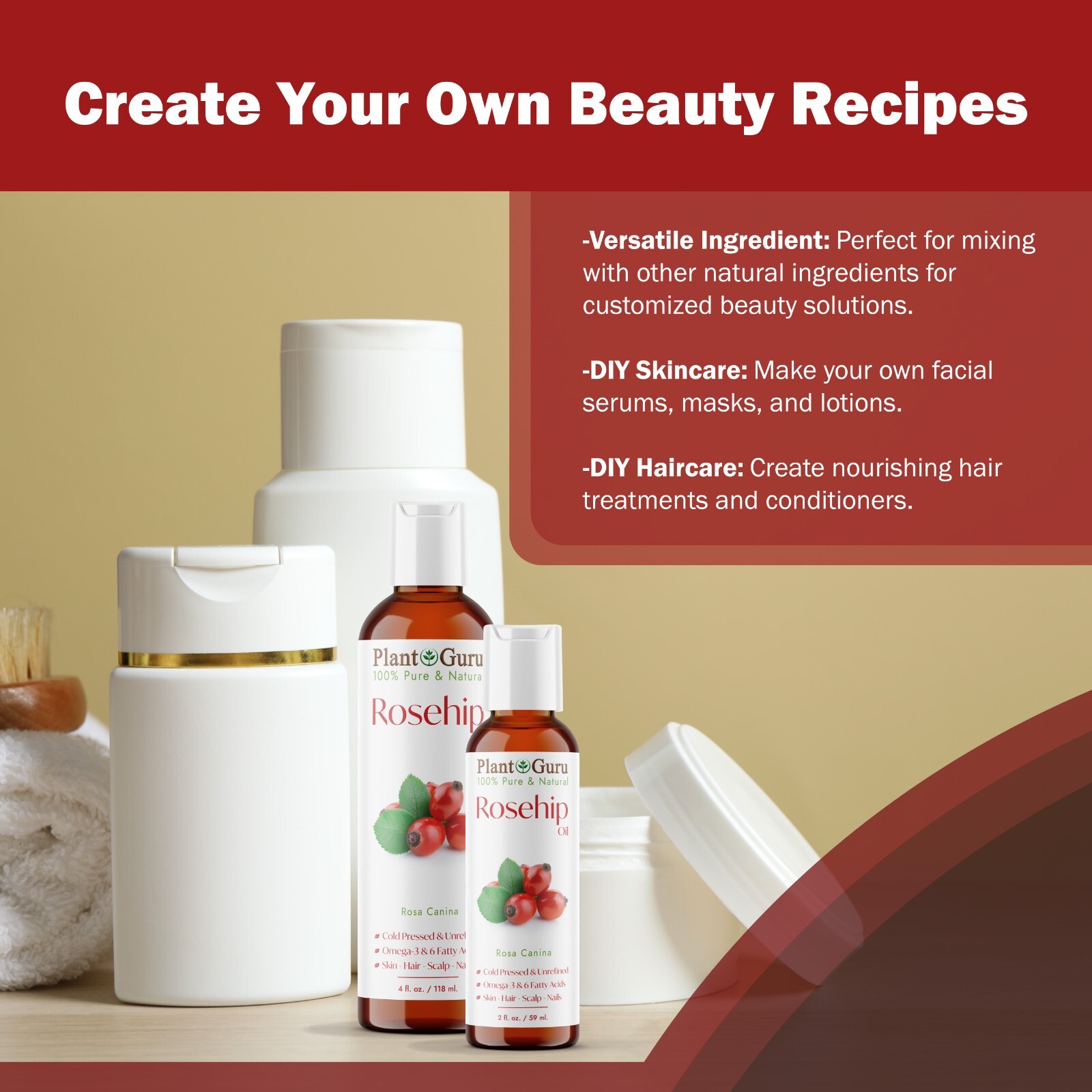 Rosehip Seed Oil Cold Pressed UNREFINED 100% Pure Natural For Skin Face Hair