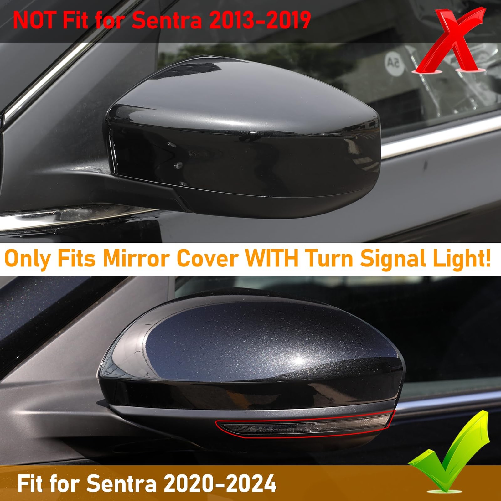 Compatible with Nissan Sentra 2020 2021 2022 2023 2024 Side Mirror Left Black