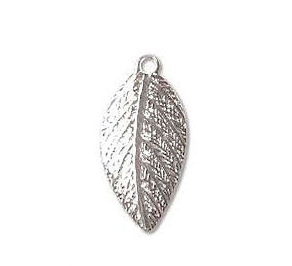 Charm, Leaf, 144 Silver Plated Brass 8x15mm Leaves Curved Leaf Pendant Charms