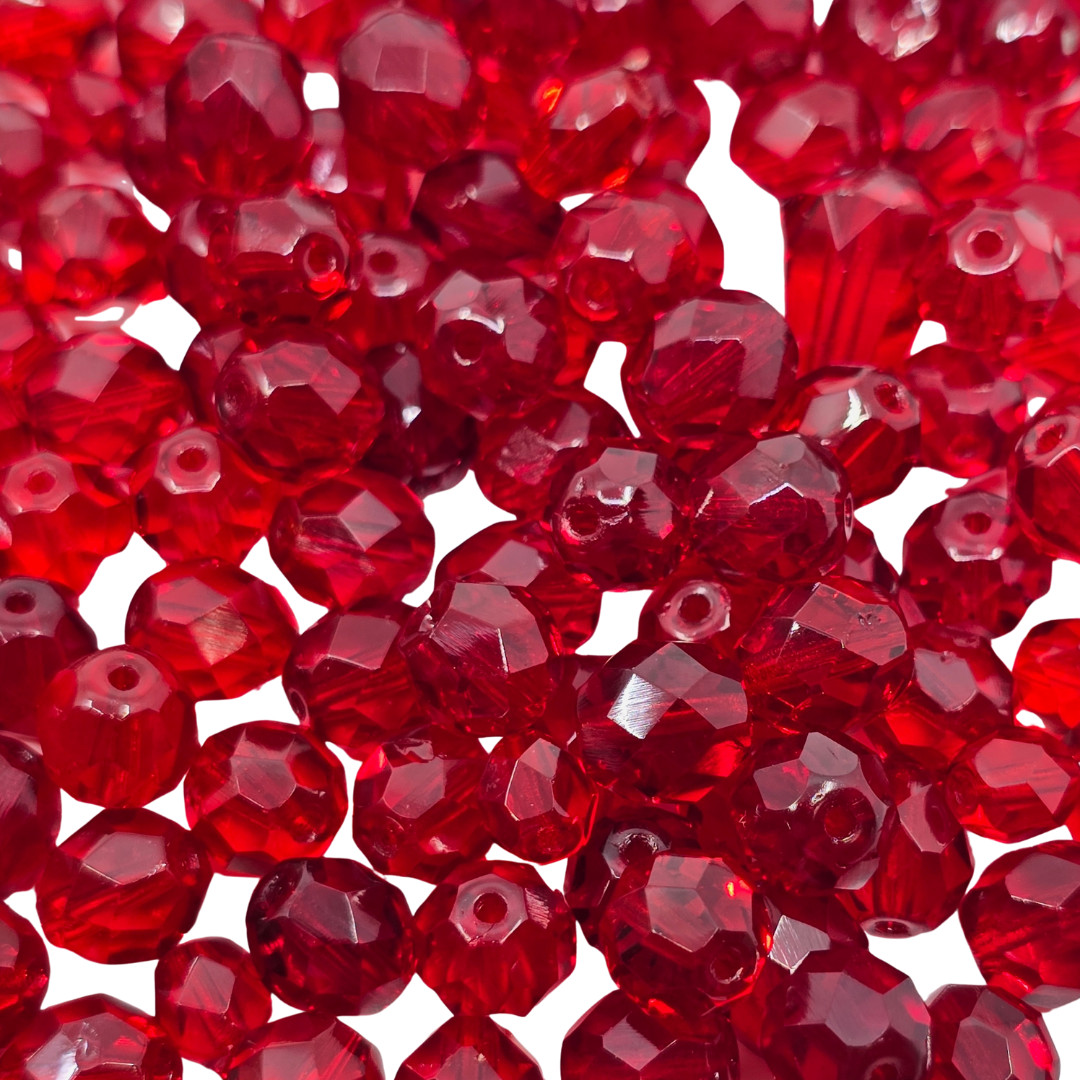 Czech Vintage Red Faceted Glass Beads Shape & Size Varies 188grams