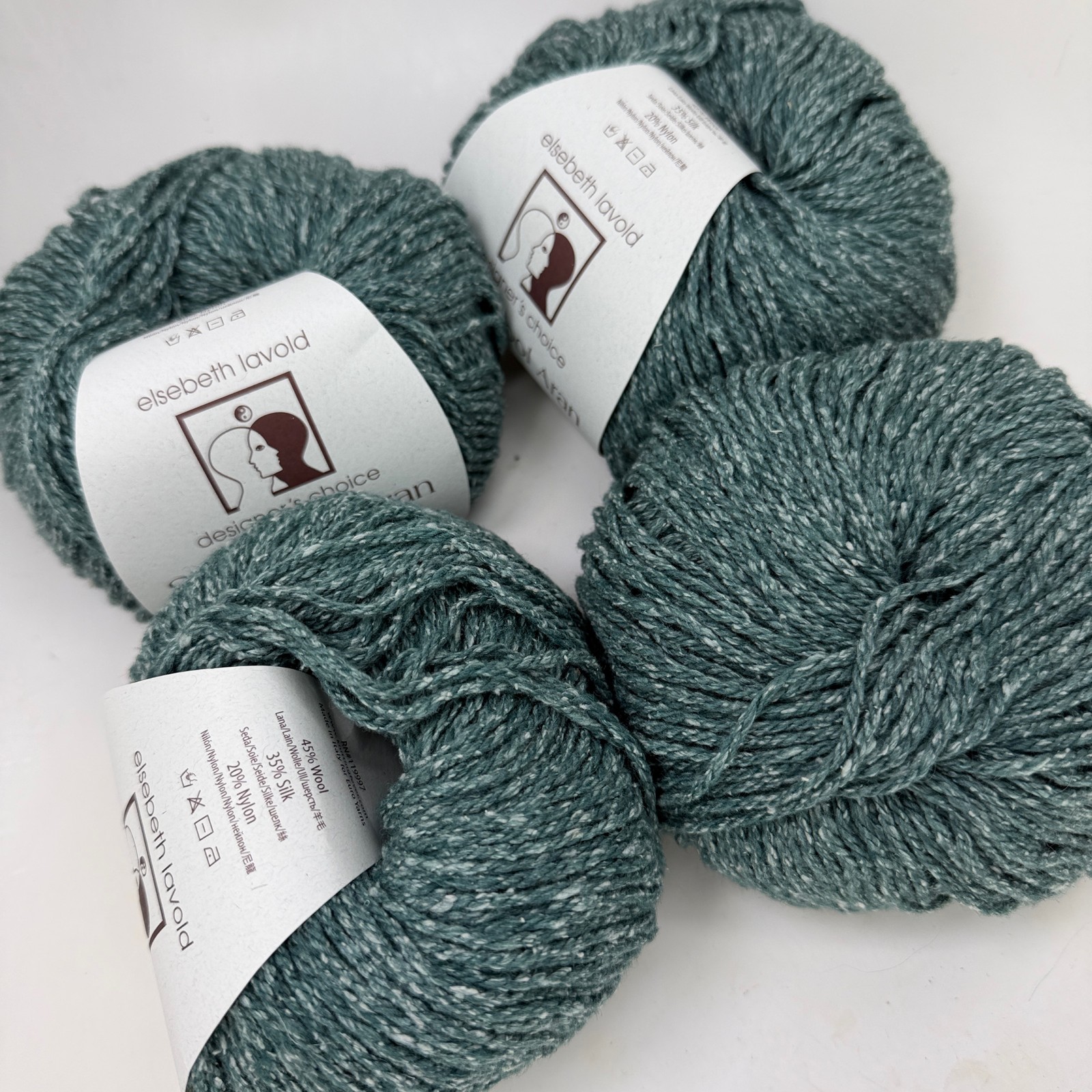 Elsebeth Lavold Silky Wool Aran Yarn Lot of 4 Color 1009 Viridian 50g Skeins
