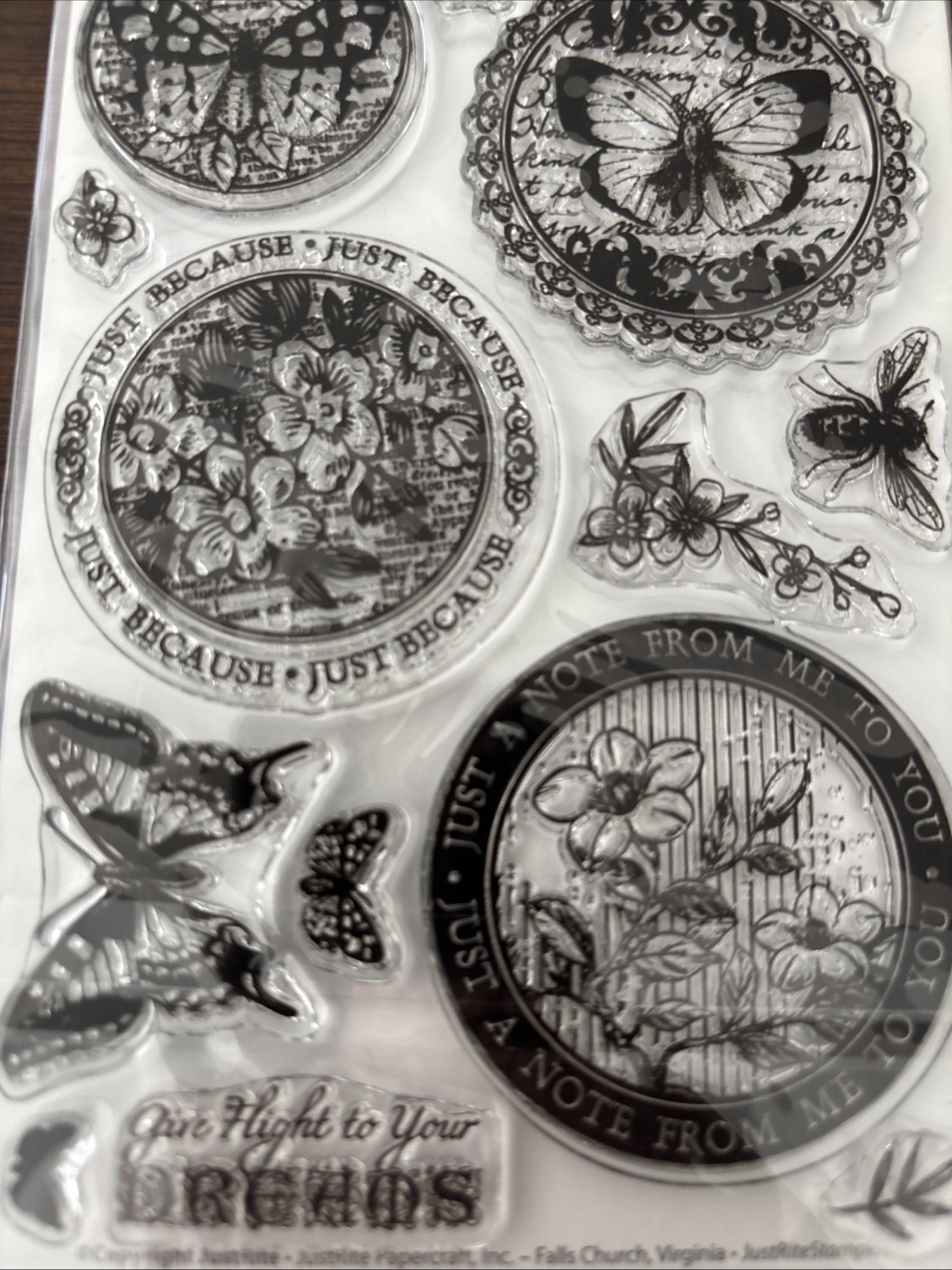 justrite stamp Clear Botanical Butterflies