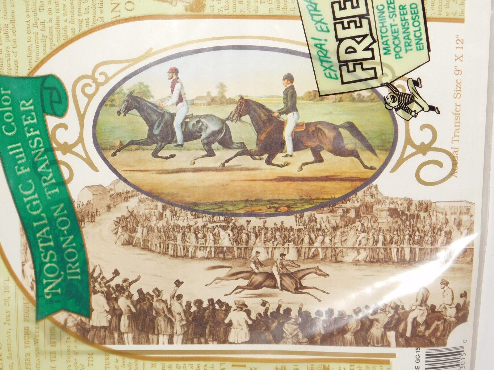 TENDER TEES IRON ON TRANSFER “THE HORSE RACE” Gentlemen’s Club Vtg 1992 NEW NOS
