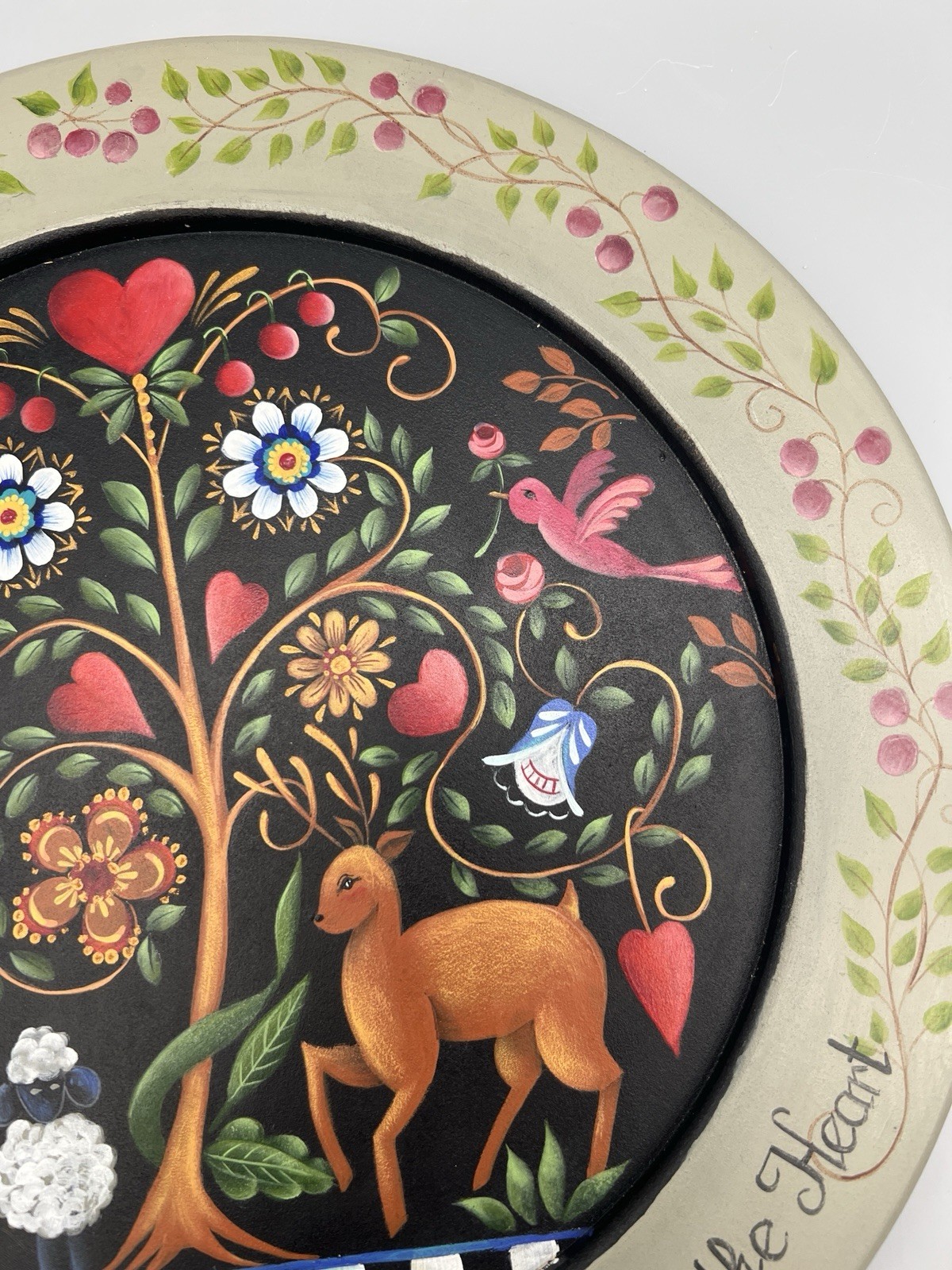 Handpainted Rosemary West Pattern Folk Art Wooden Plate “Tree Of Life” 12”