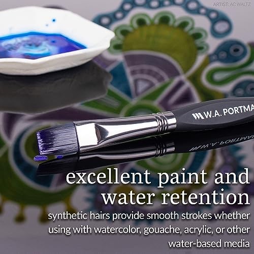 WA Portman Paint Brushes 4pc Set – 100% Vegan, Cruelty-Free Artist Paint Flat