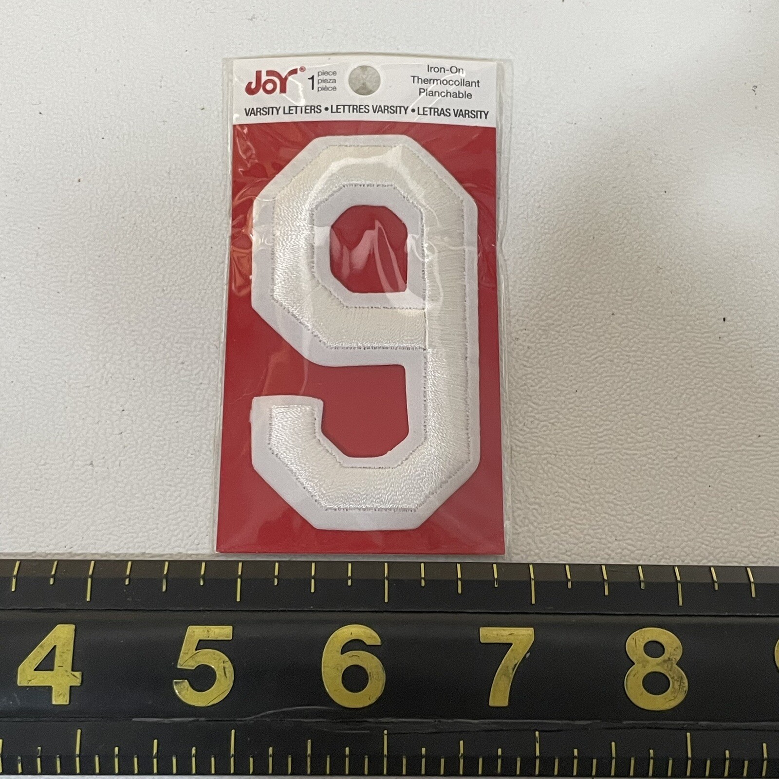 3” Tall “9” White Number #9 Patch M010